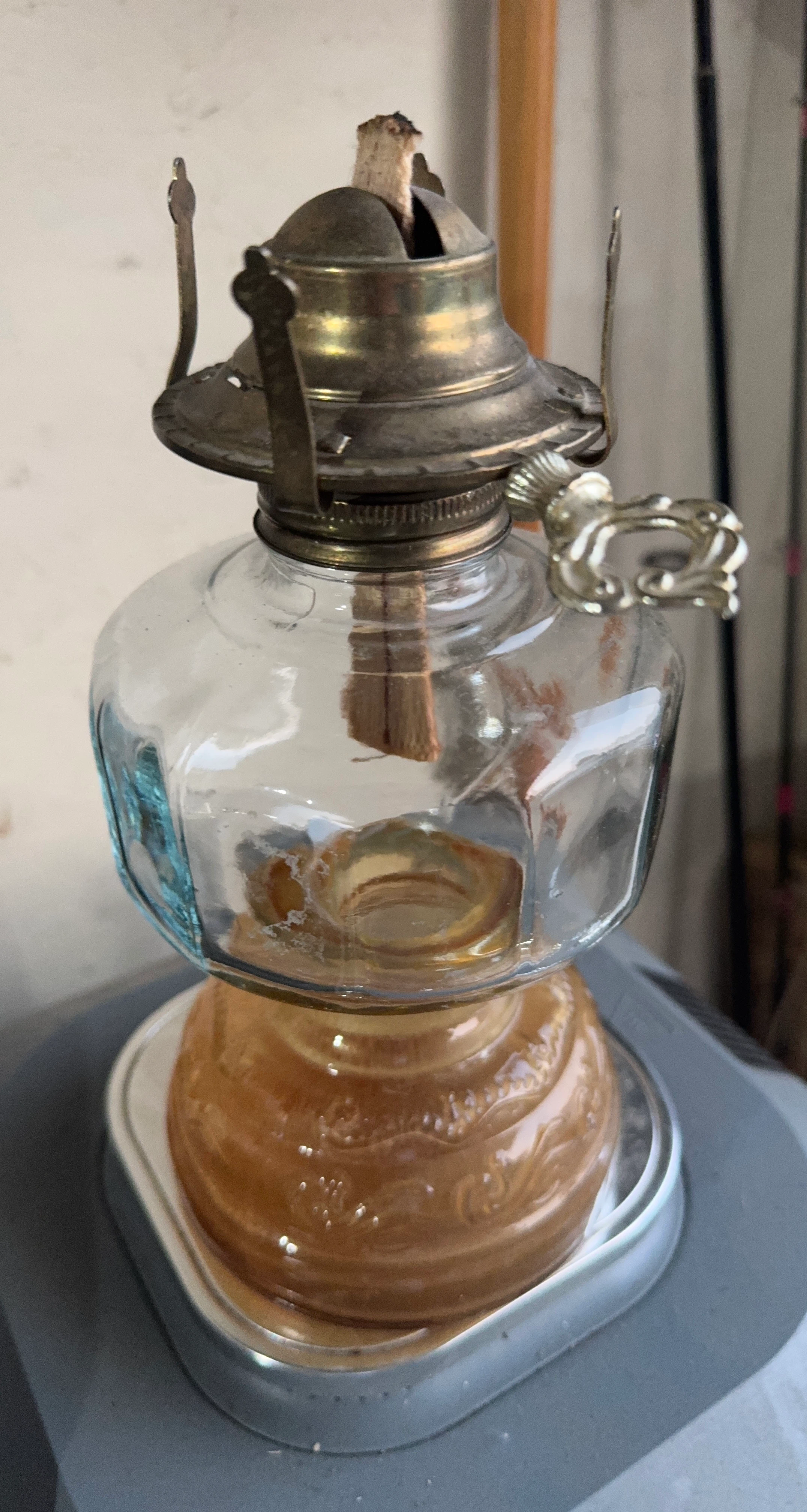 Vintage Glass Oil Lamp