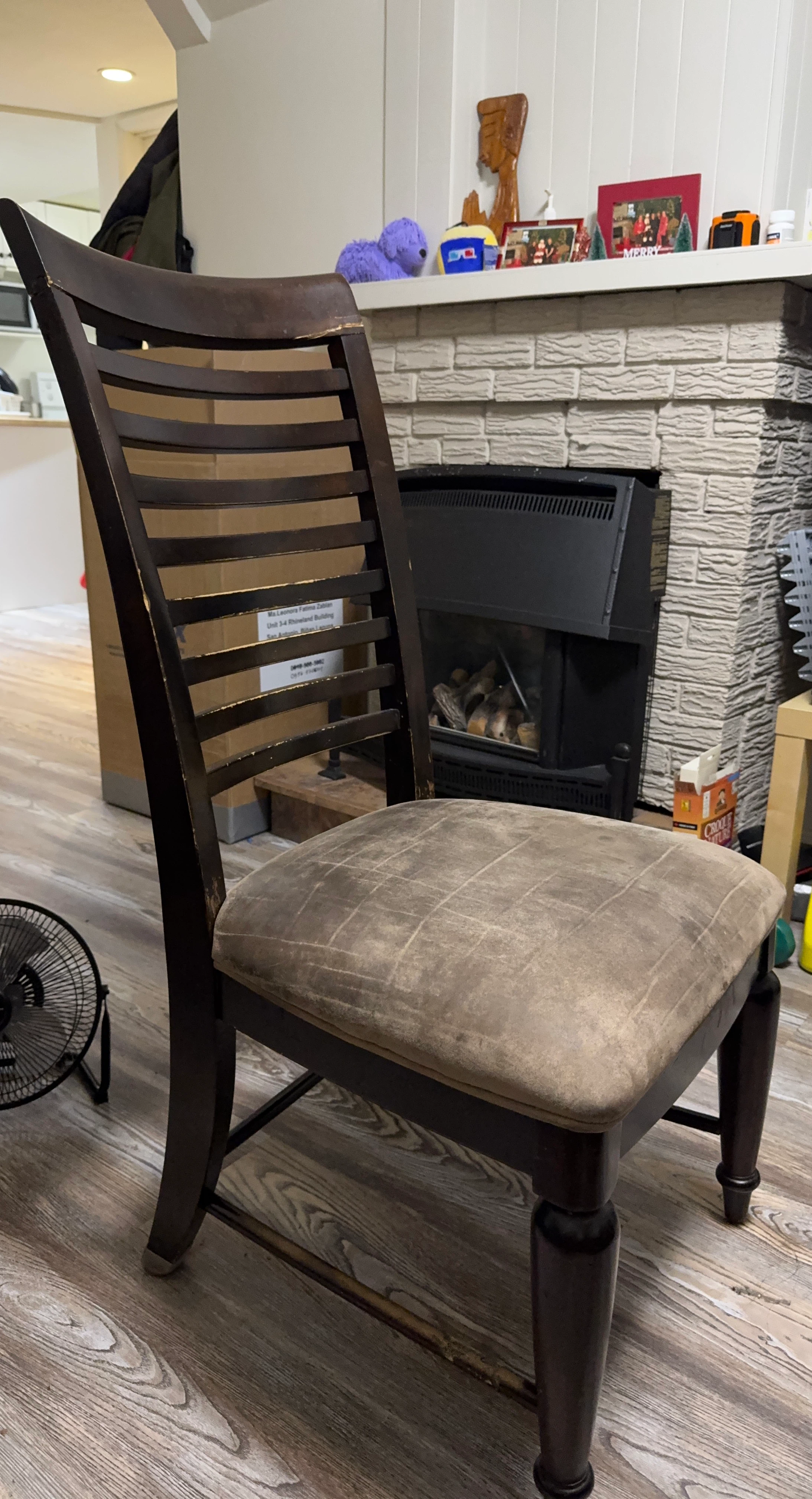 Dark Wood Dining Chair with Padded Seat x2