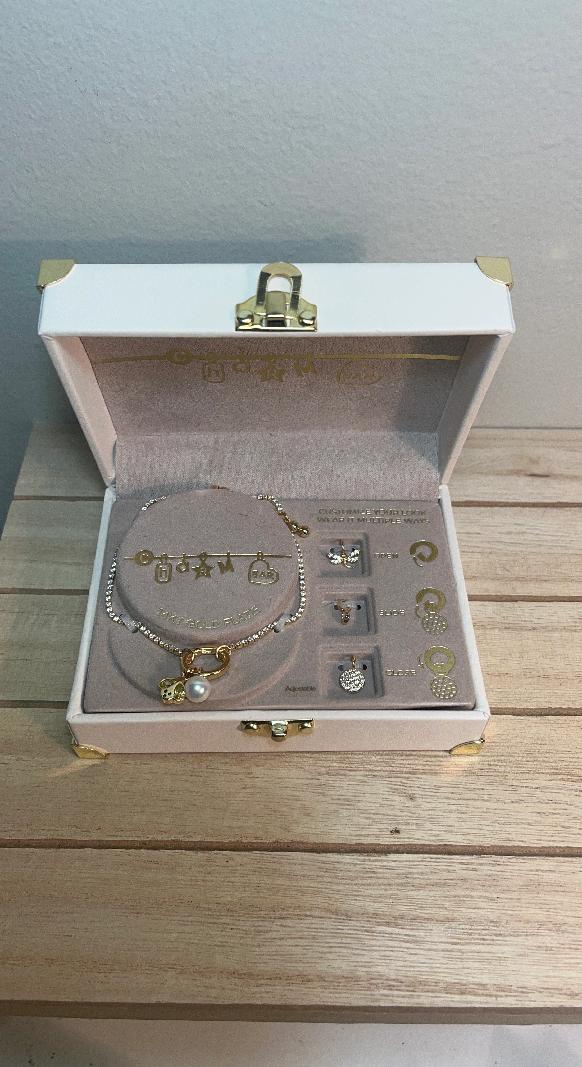 Charm Bar 14k Gold Plated Charm Bracelet Set
