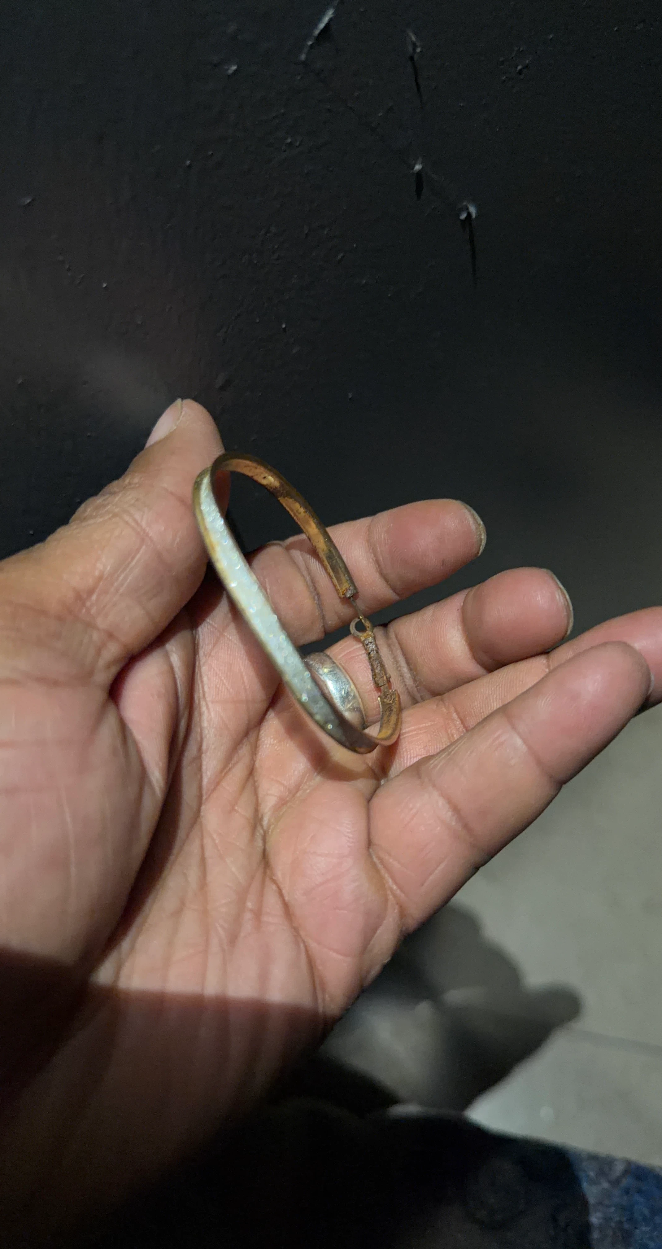 Gold Tone Hoop Earrings with White Accents