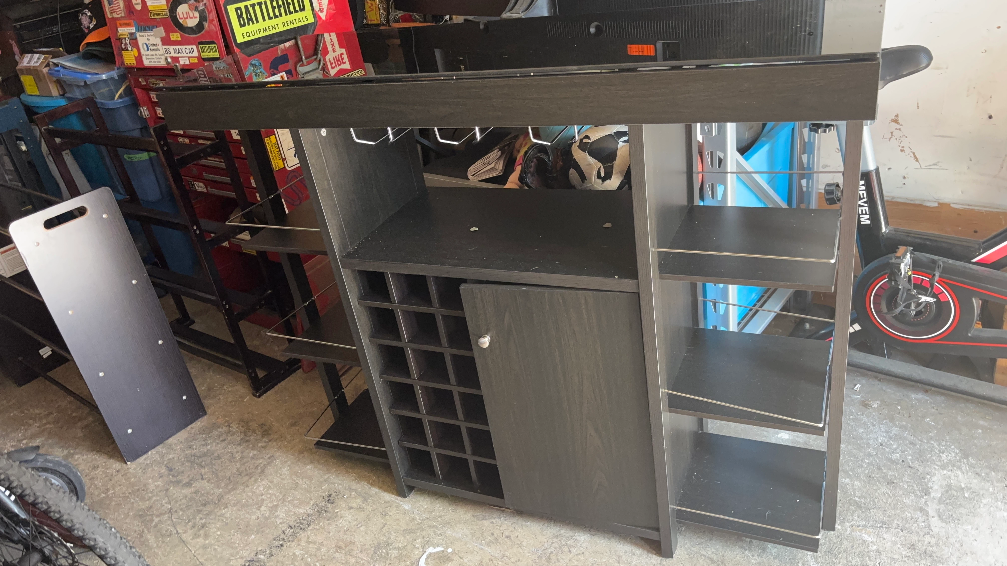 Dark Wood Wine Bar Cabinet with Glass Holders