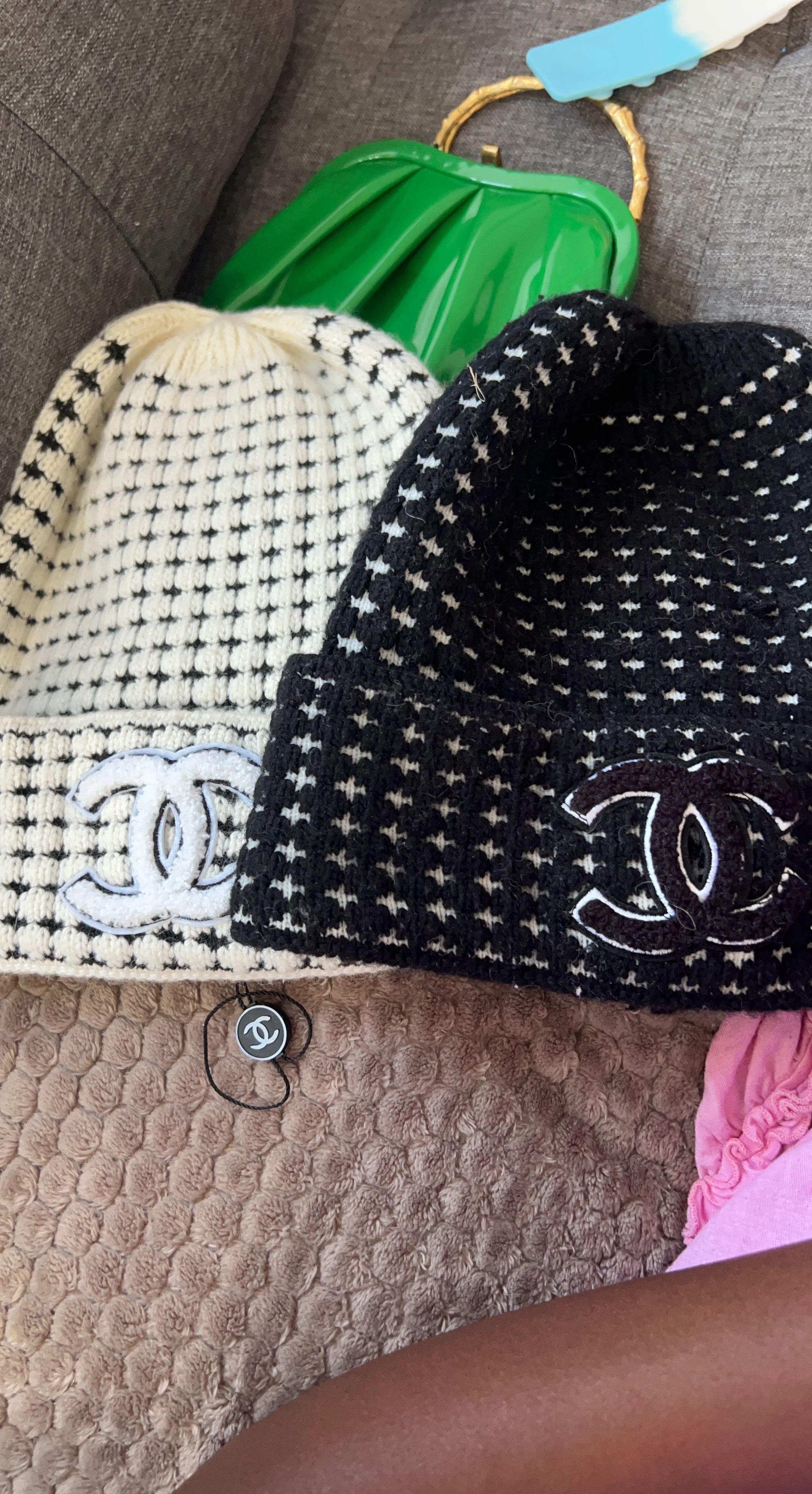 Chanel Knit Beanie Hats (Black & White)