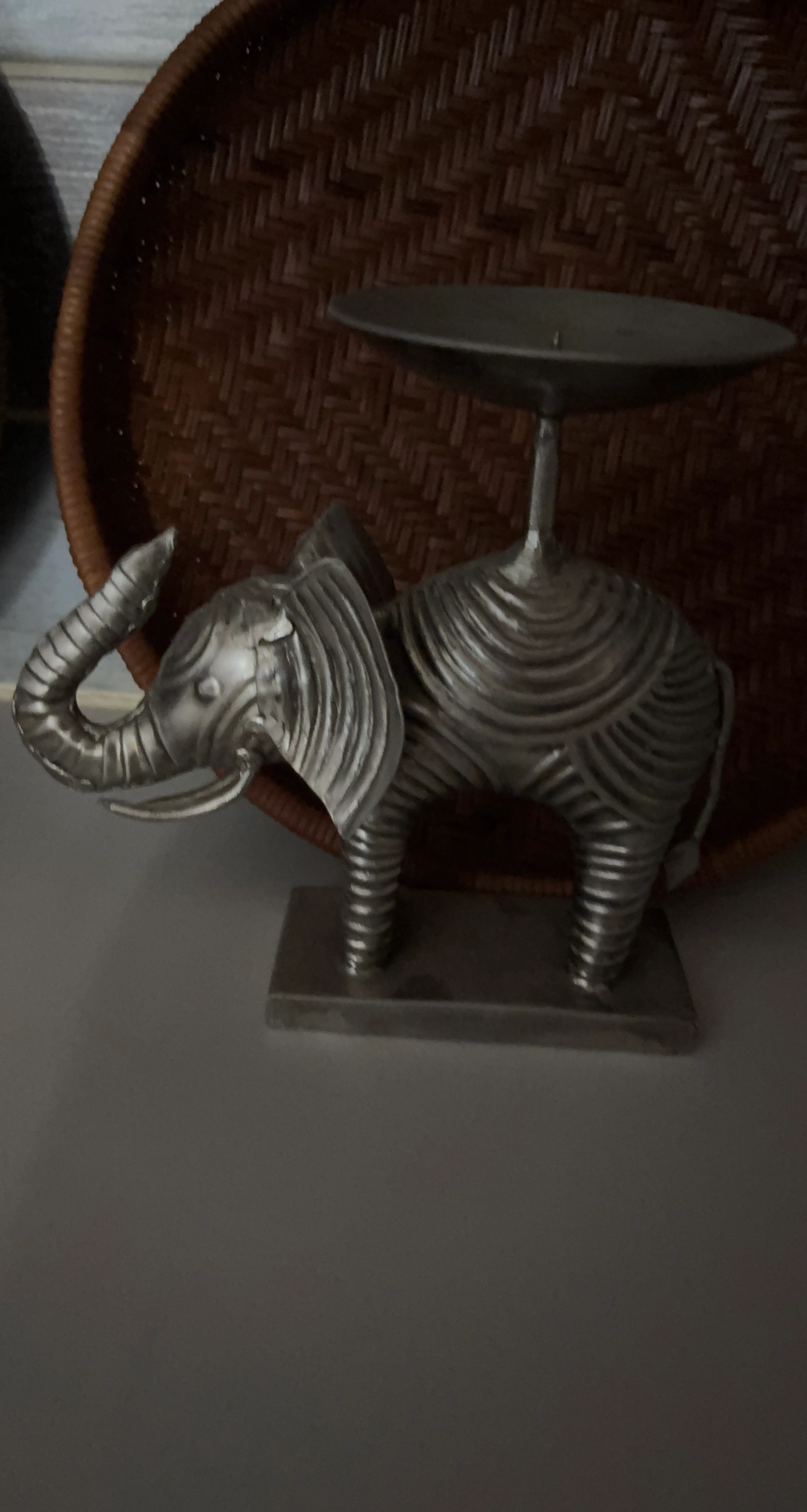 Silver Elephant Candle Holder