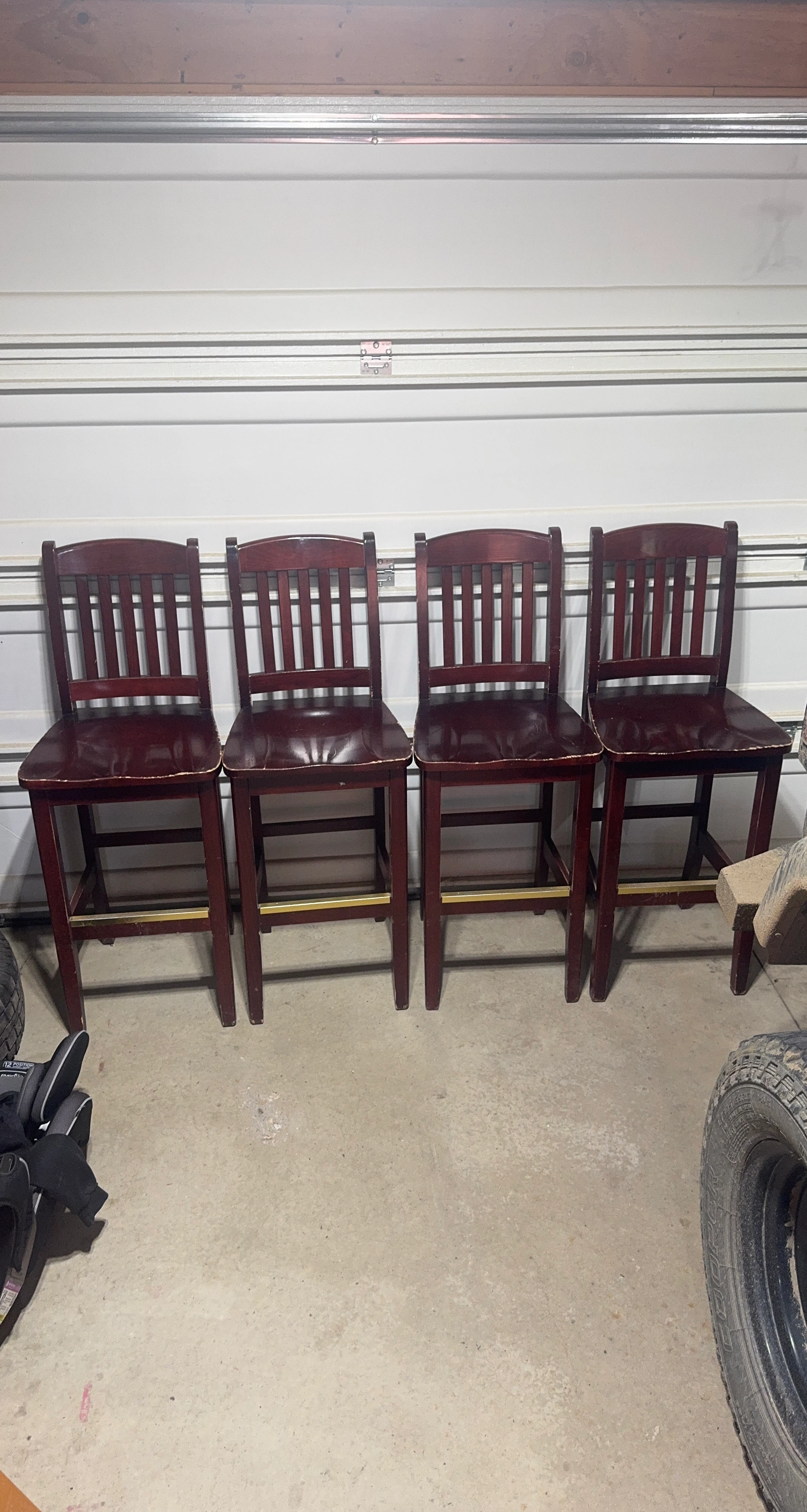 Set of 4 Wooden Bar Stools