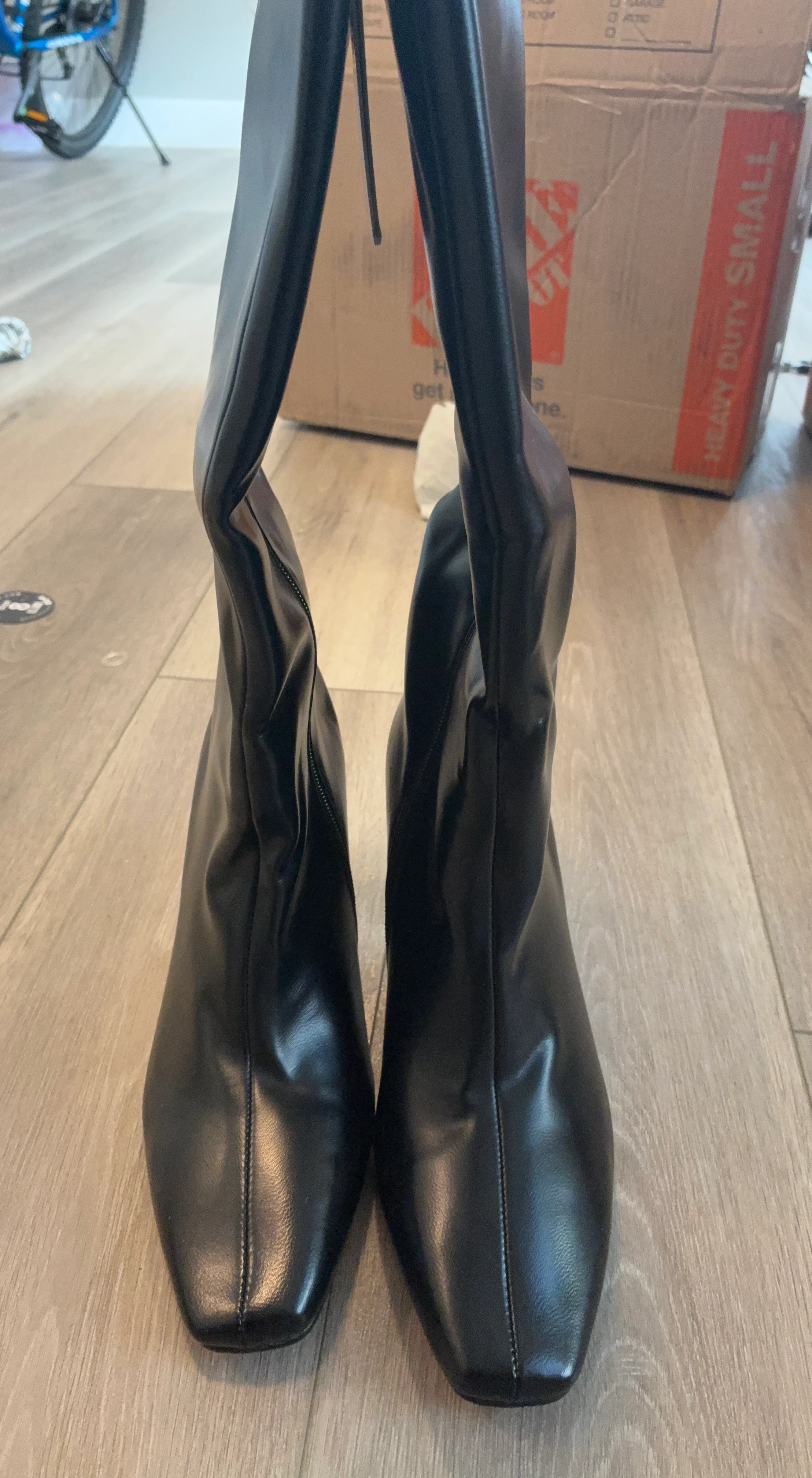 Black Faux Leather Ankle Boots
