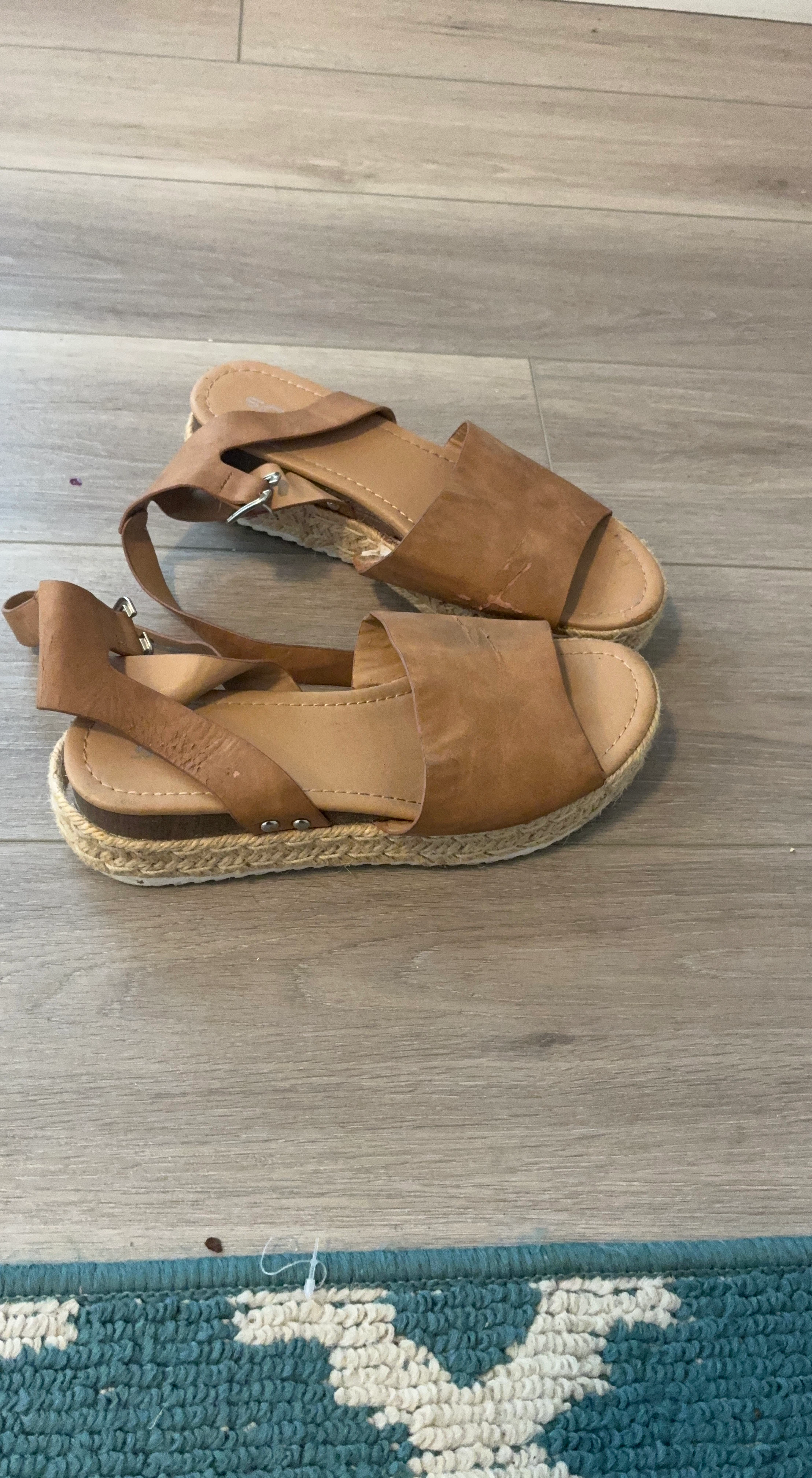 Brown Espadrille Platform Sandals