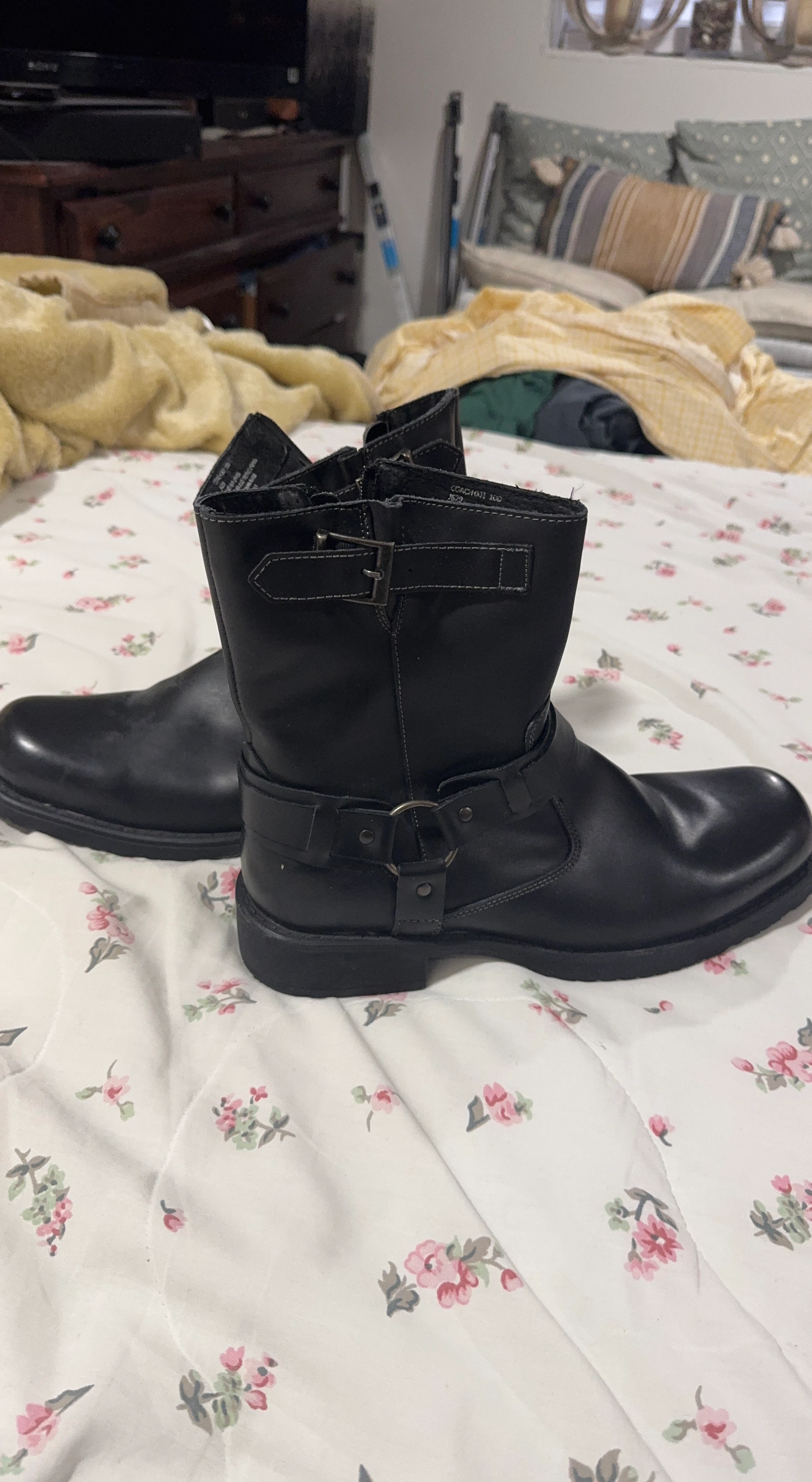 Black Leather Motorcycle Boots