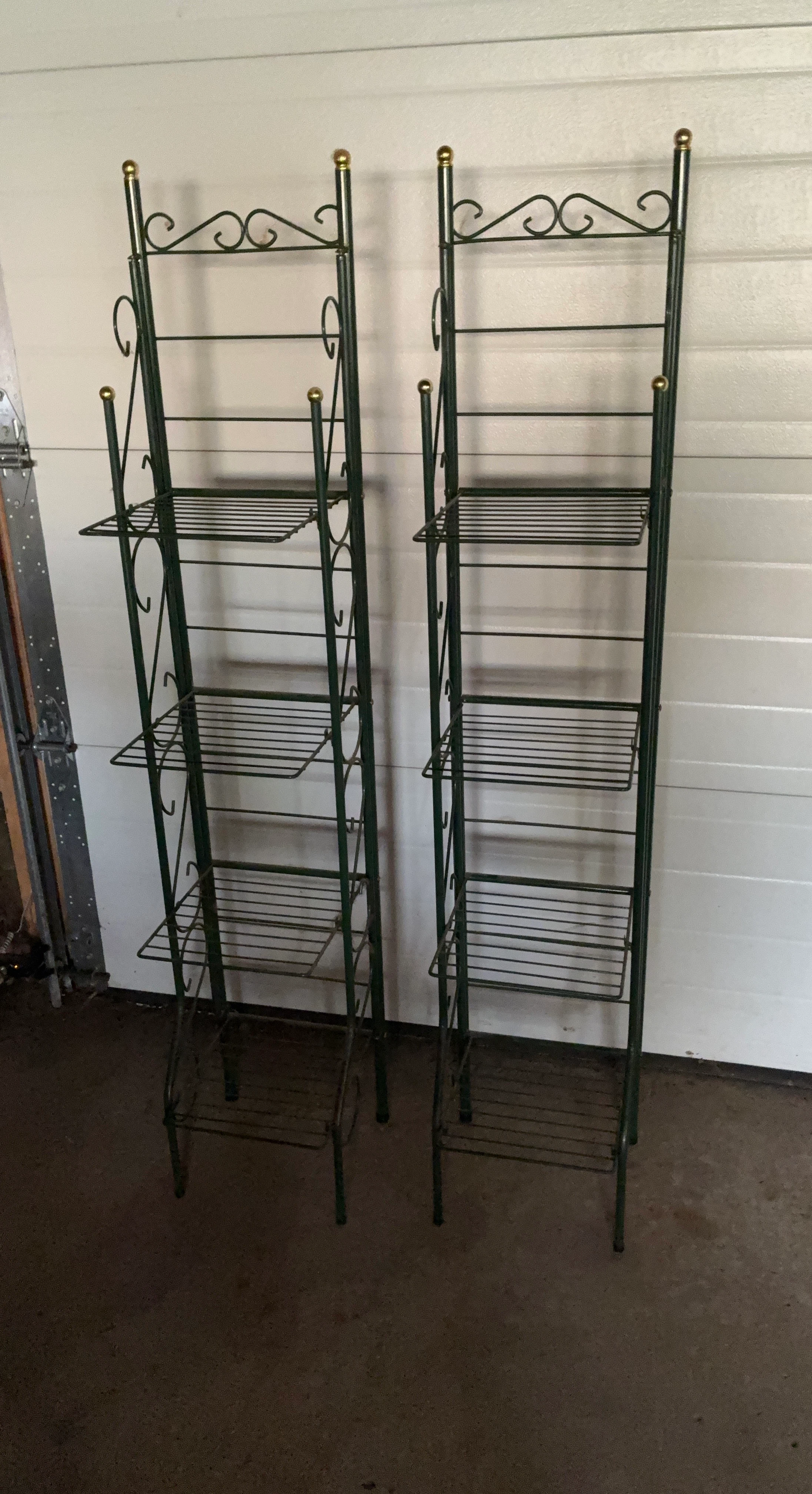 Tall Green Metal Plant Stands (Set of 2)or bakers racks