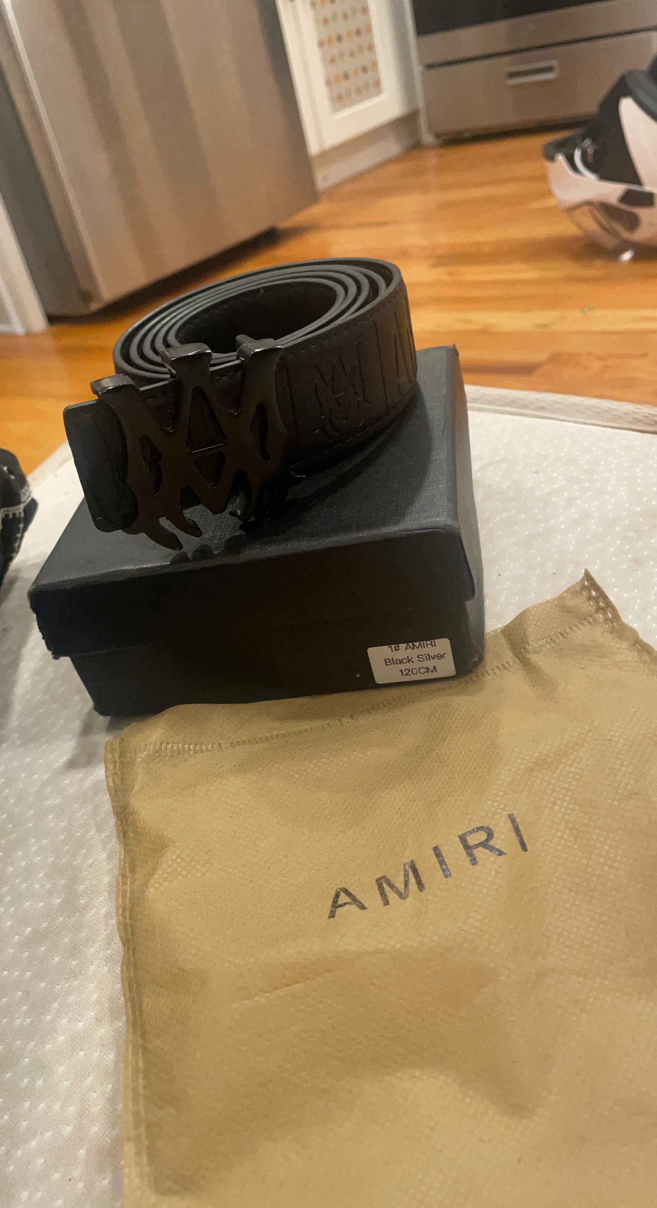 AMIRI Black Silver Belt 120CM