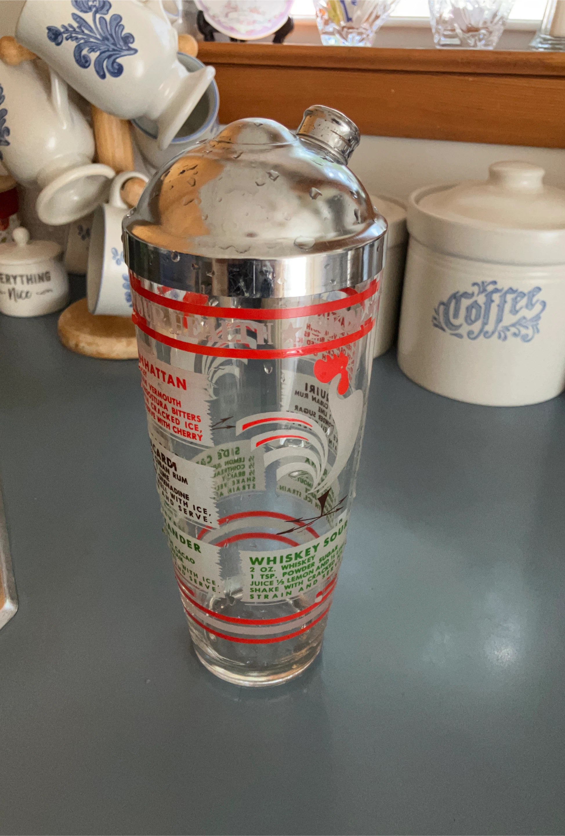 Vintage Cocktail Shaker with Drink Recipes