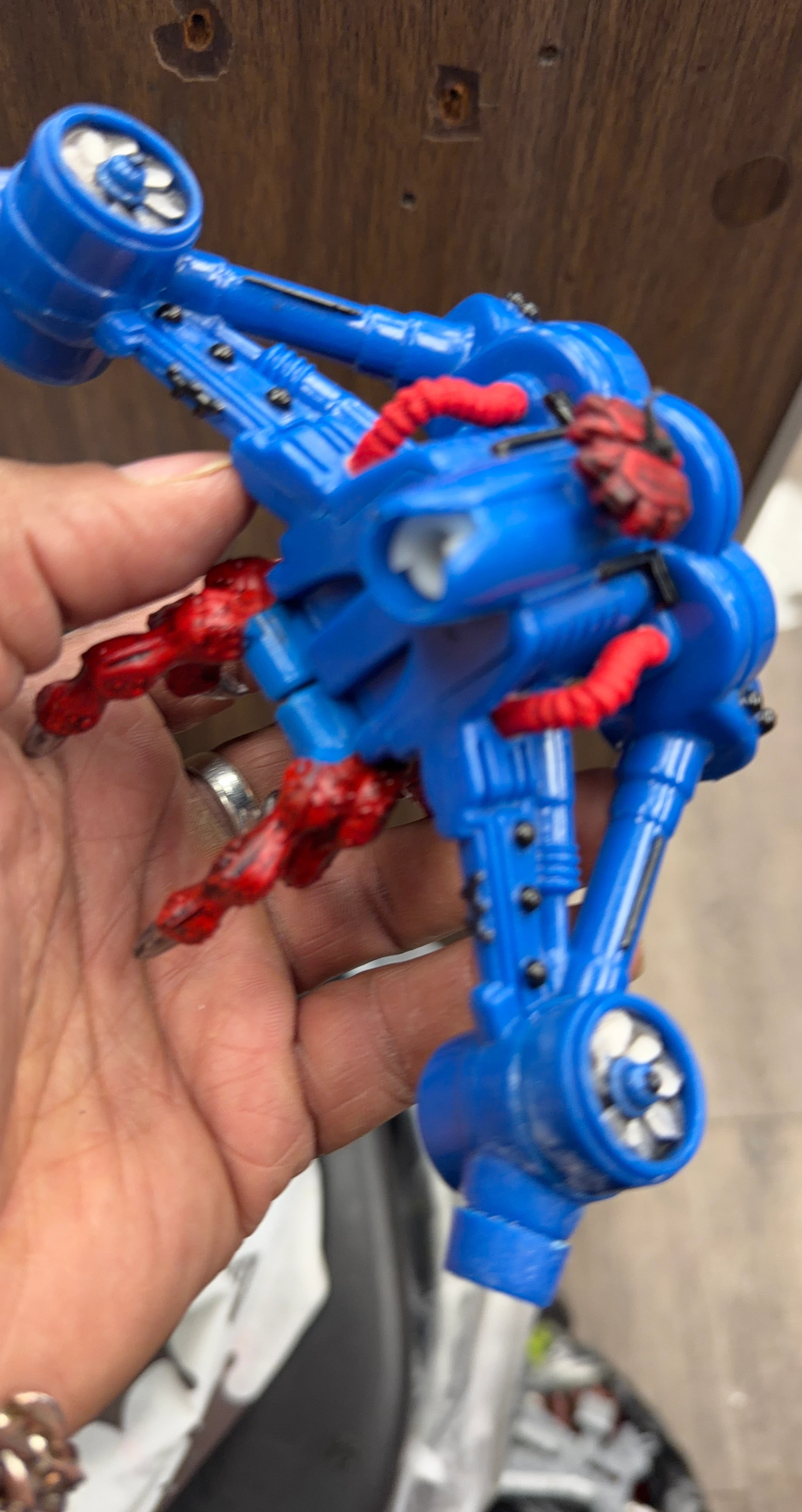 Blue and Red Robot Toy