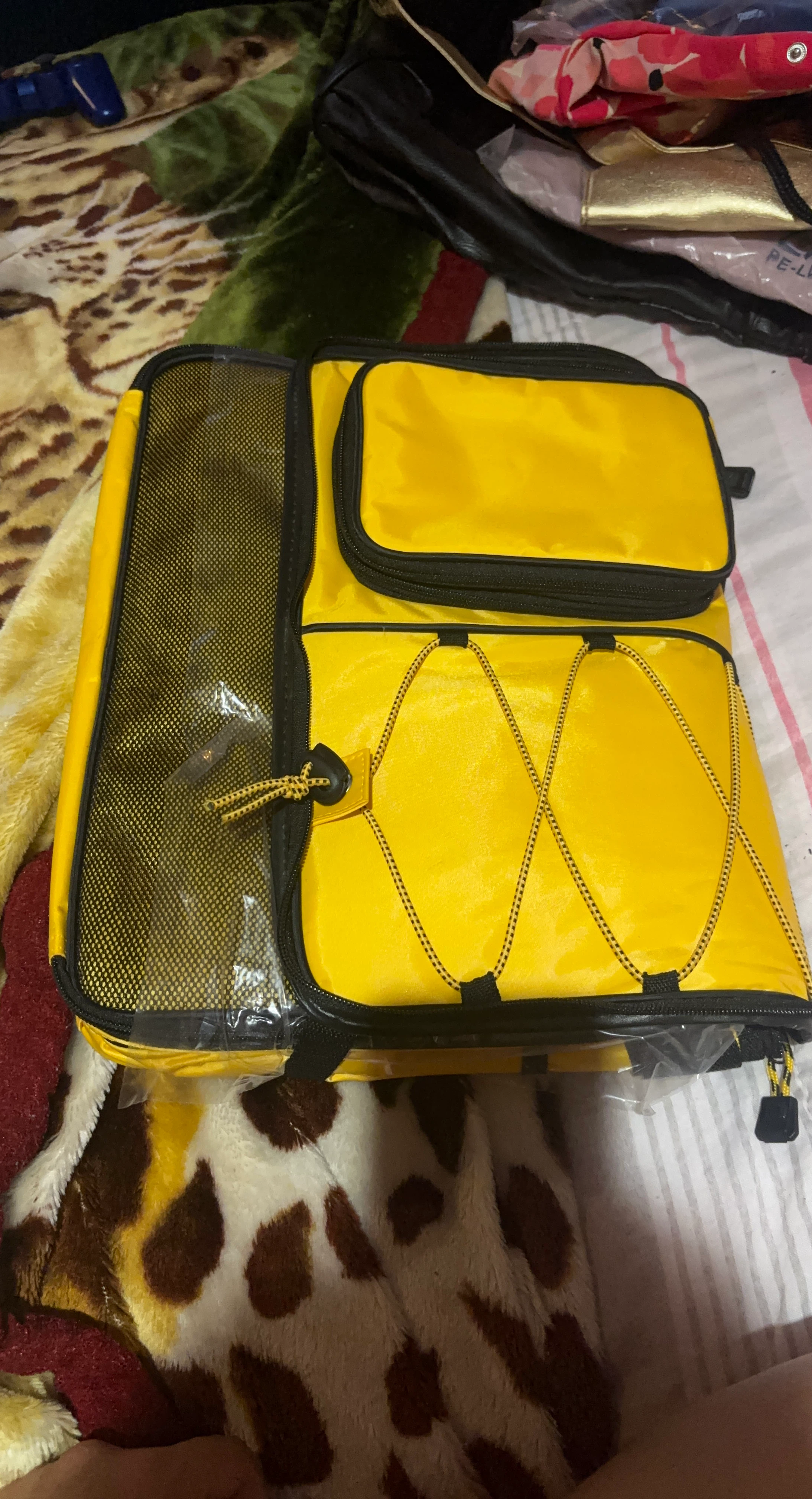 Yellow Backpack with Mesh Pocket