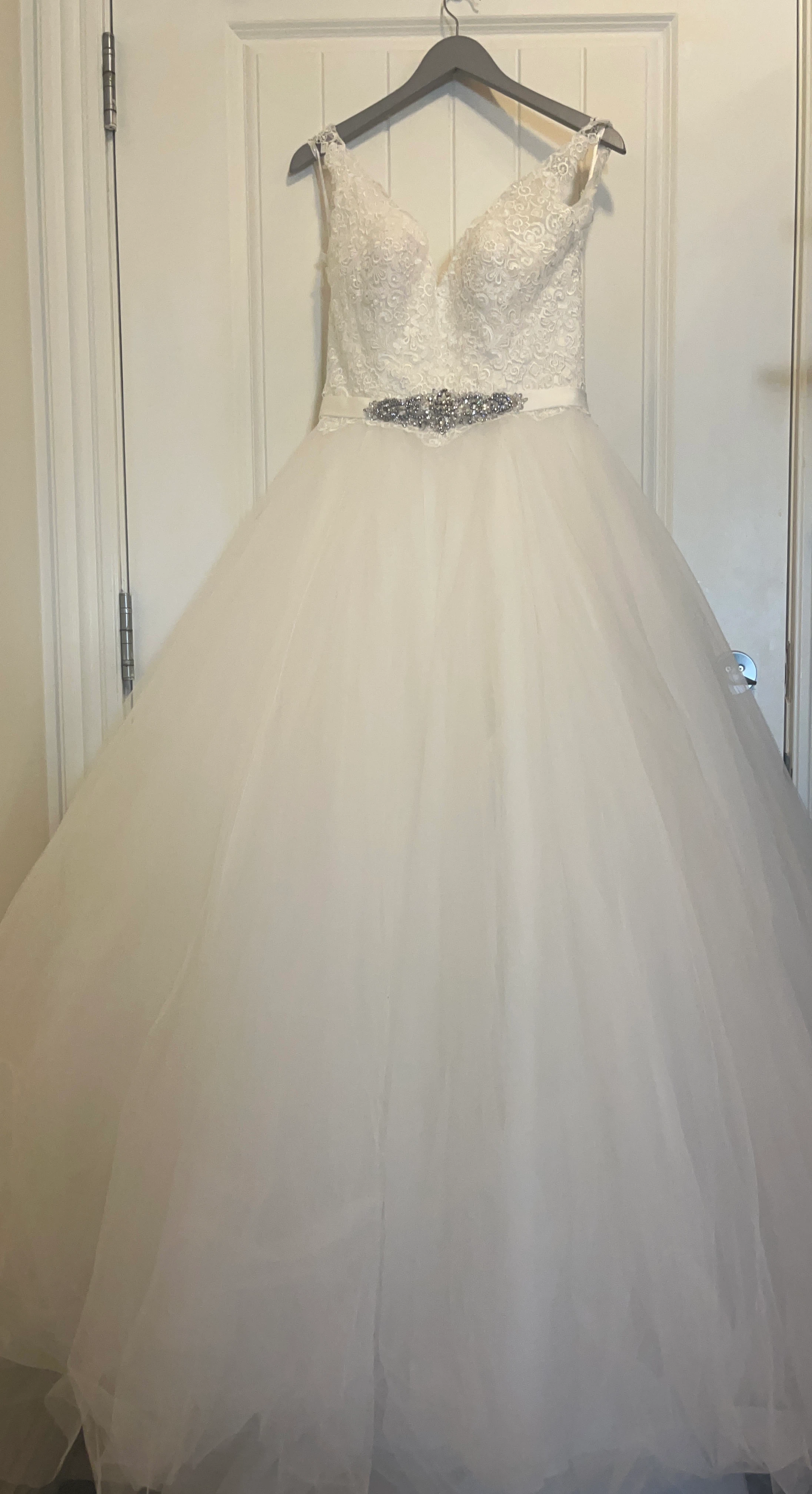 White Wedding Dress with Embellished Waistline