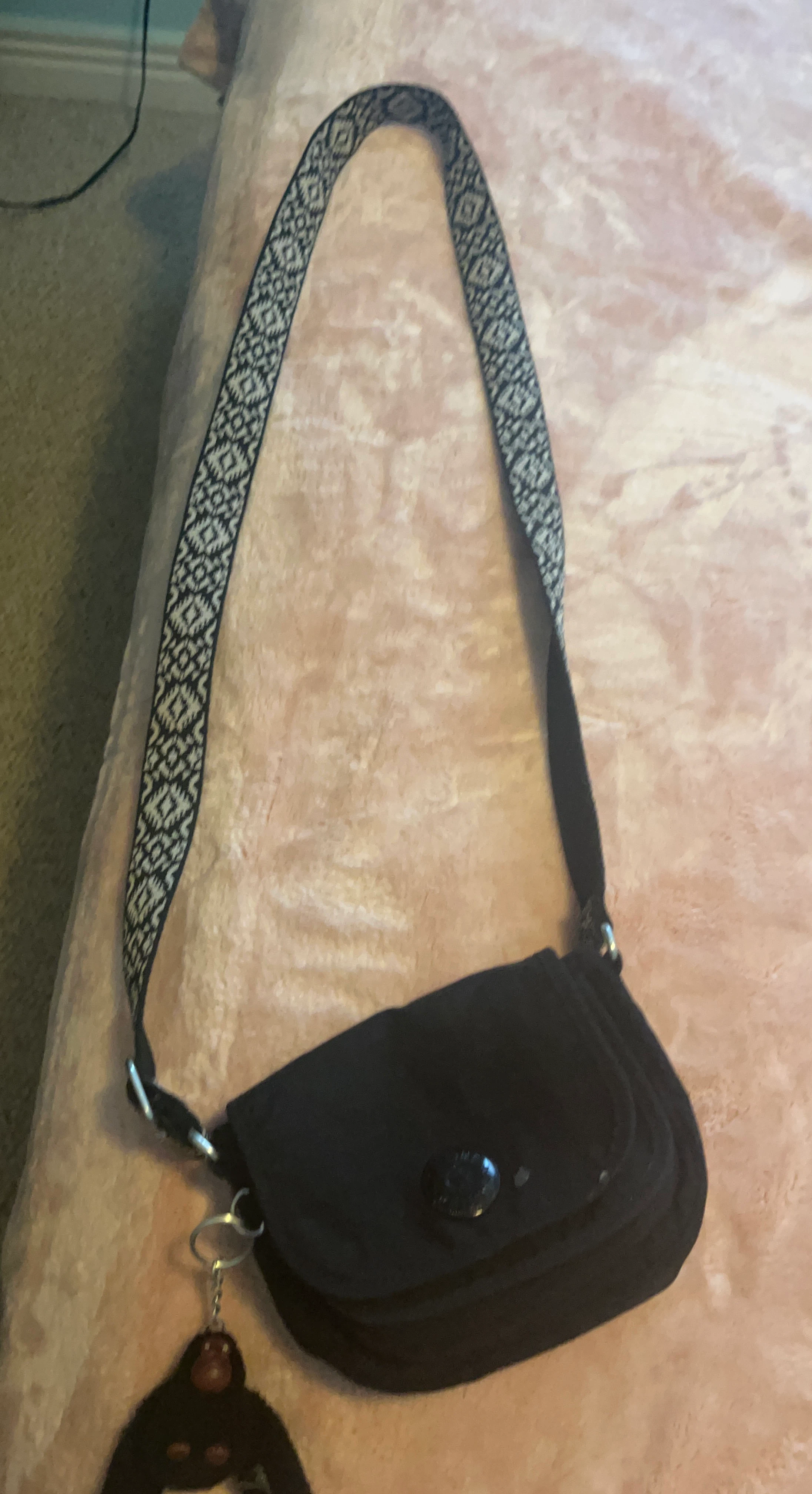 Kipling Black Crossbody Bag with Monkey Keychain