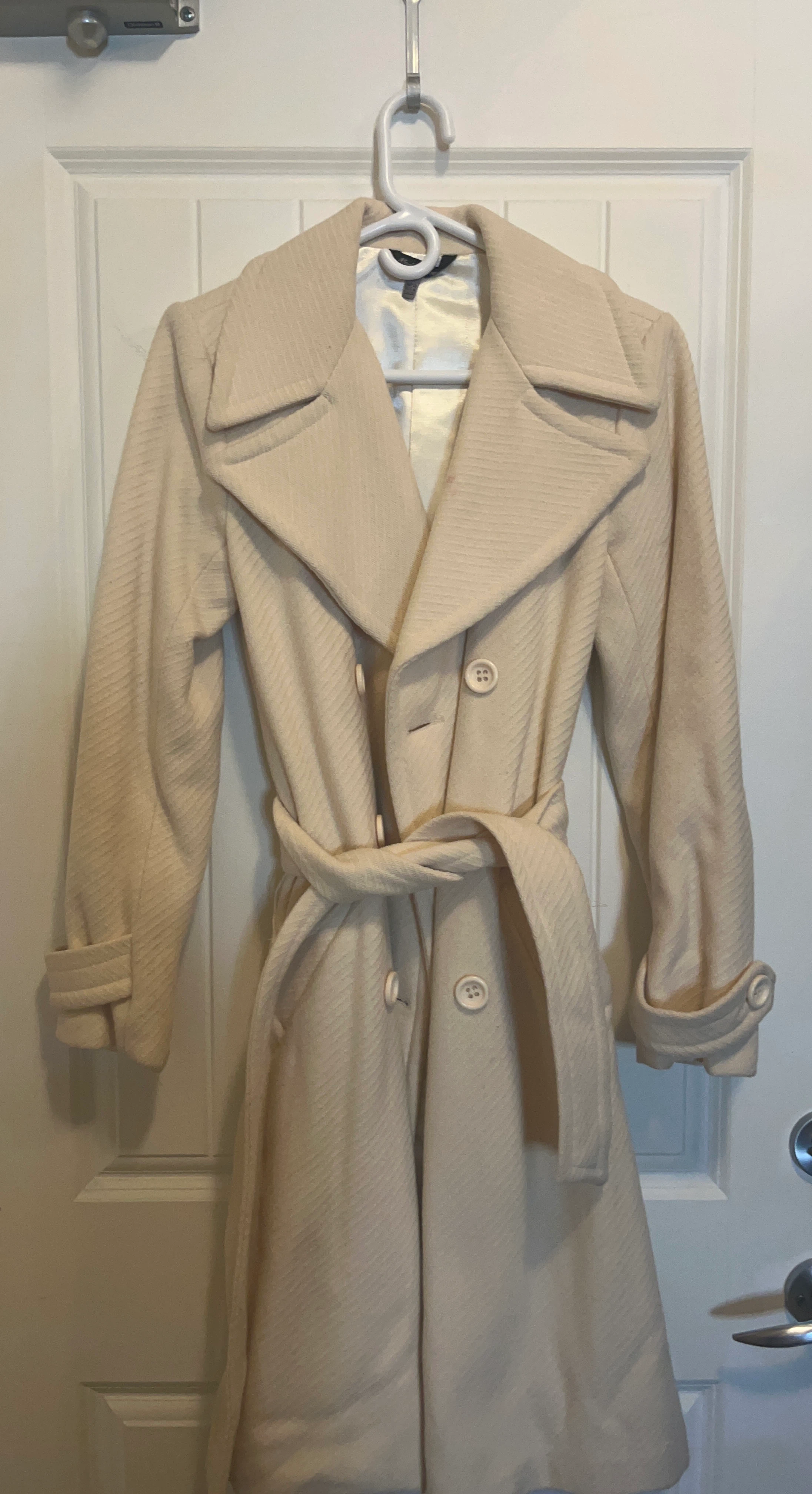 Le Château Cream Wool Blend Coat
