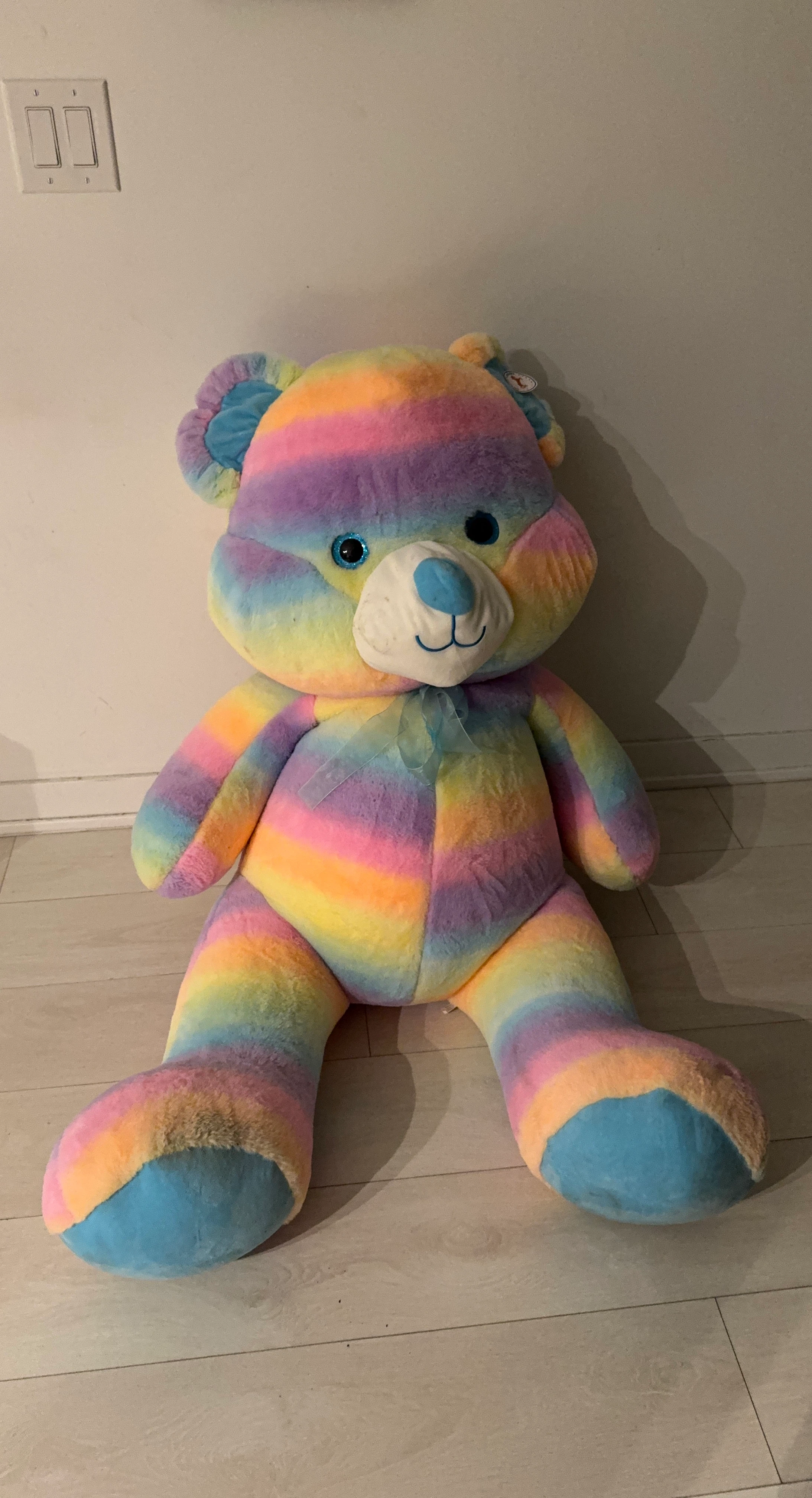 Large Rainbow Striped Teddy Bear Plush Toy