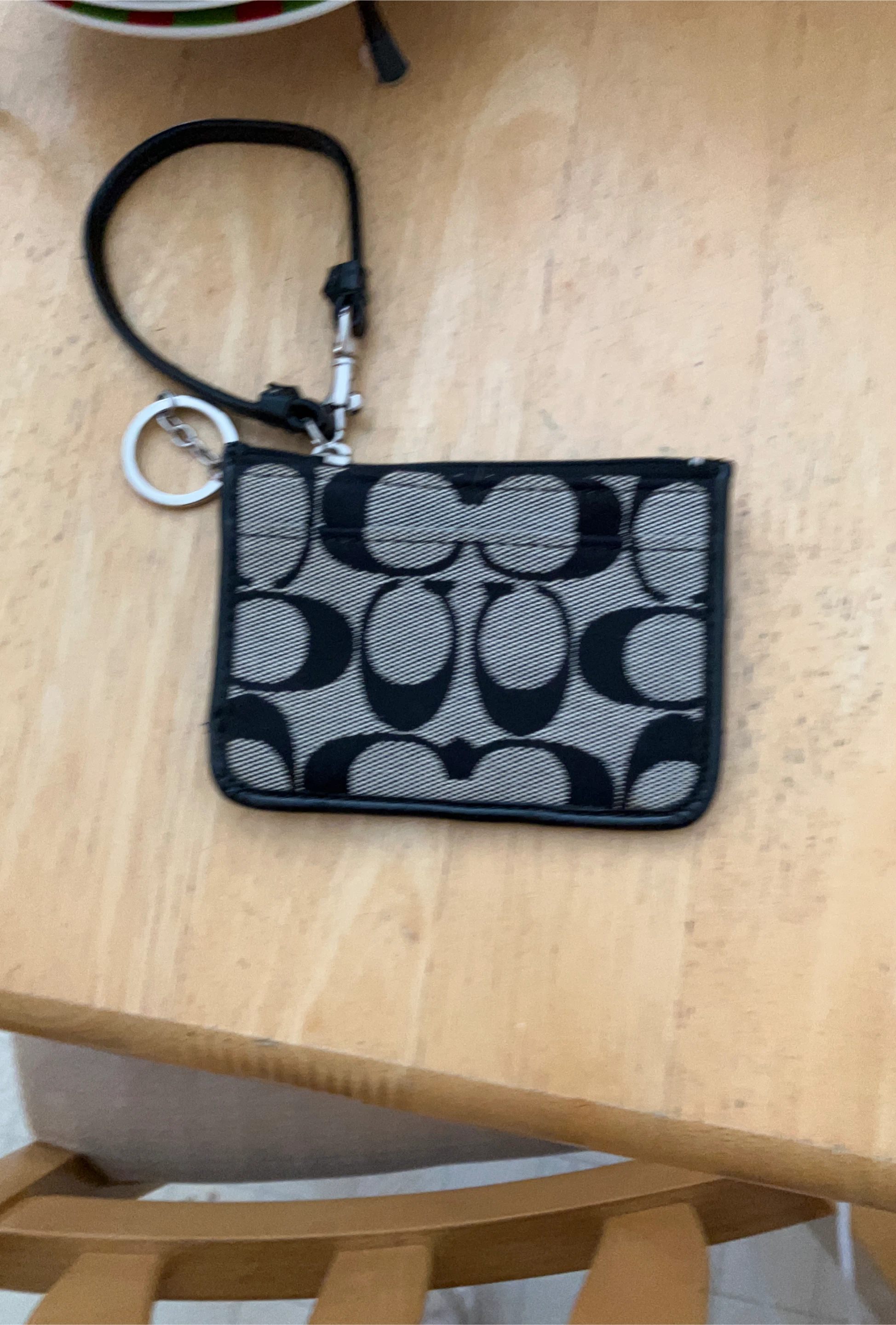 Coach Signature Canvas Card Holder with Wrist Strap