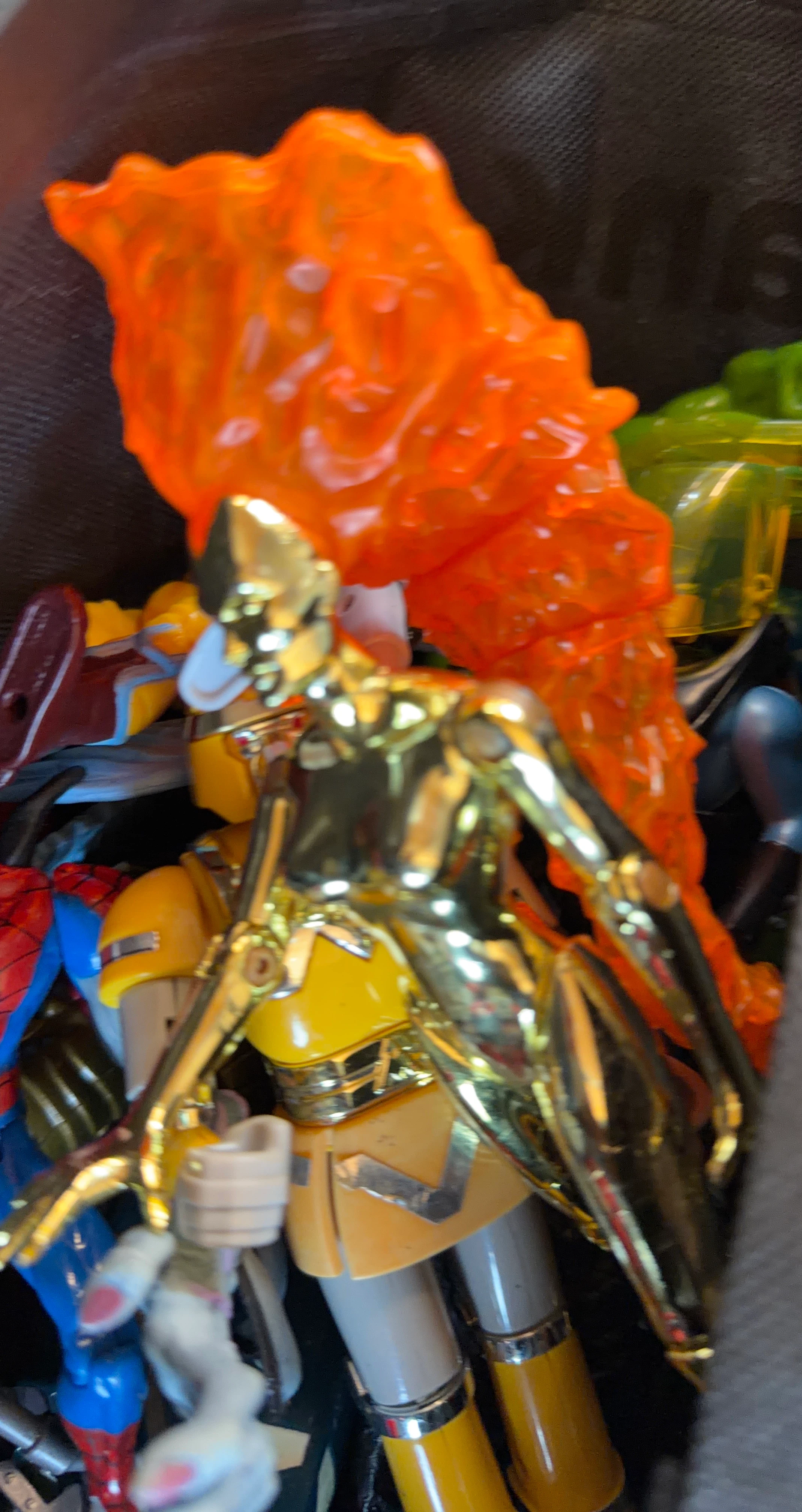 Gold and Yellow Action Figure with Orange Flame Accessory