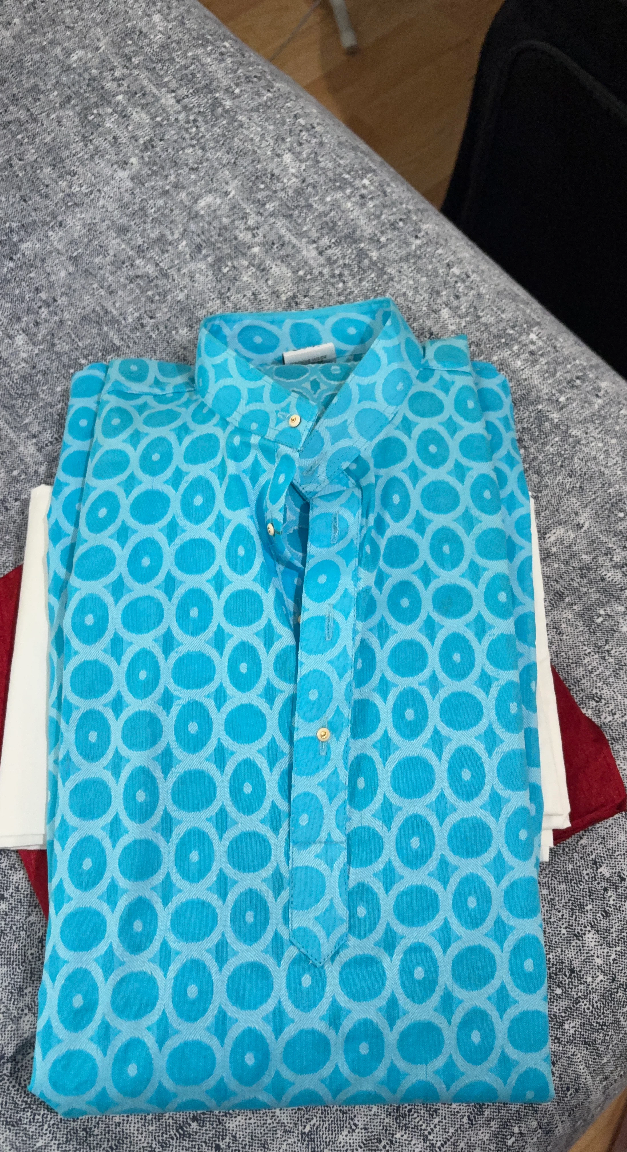 Turquoise Kurta with Circle Pattern