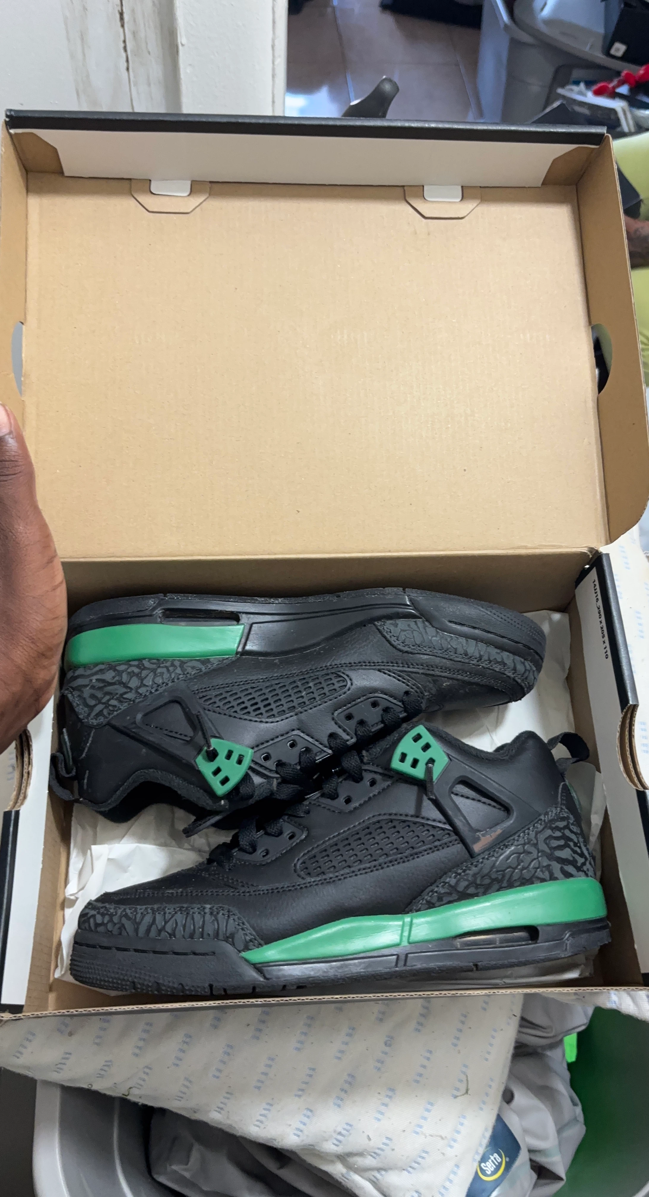 Black & Green Air Jordan 3 Sneakers