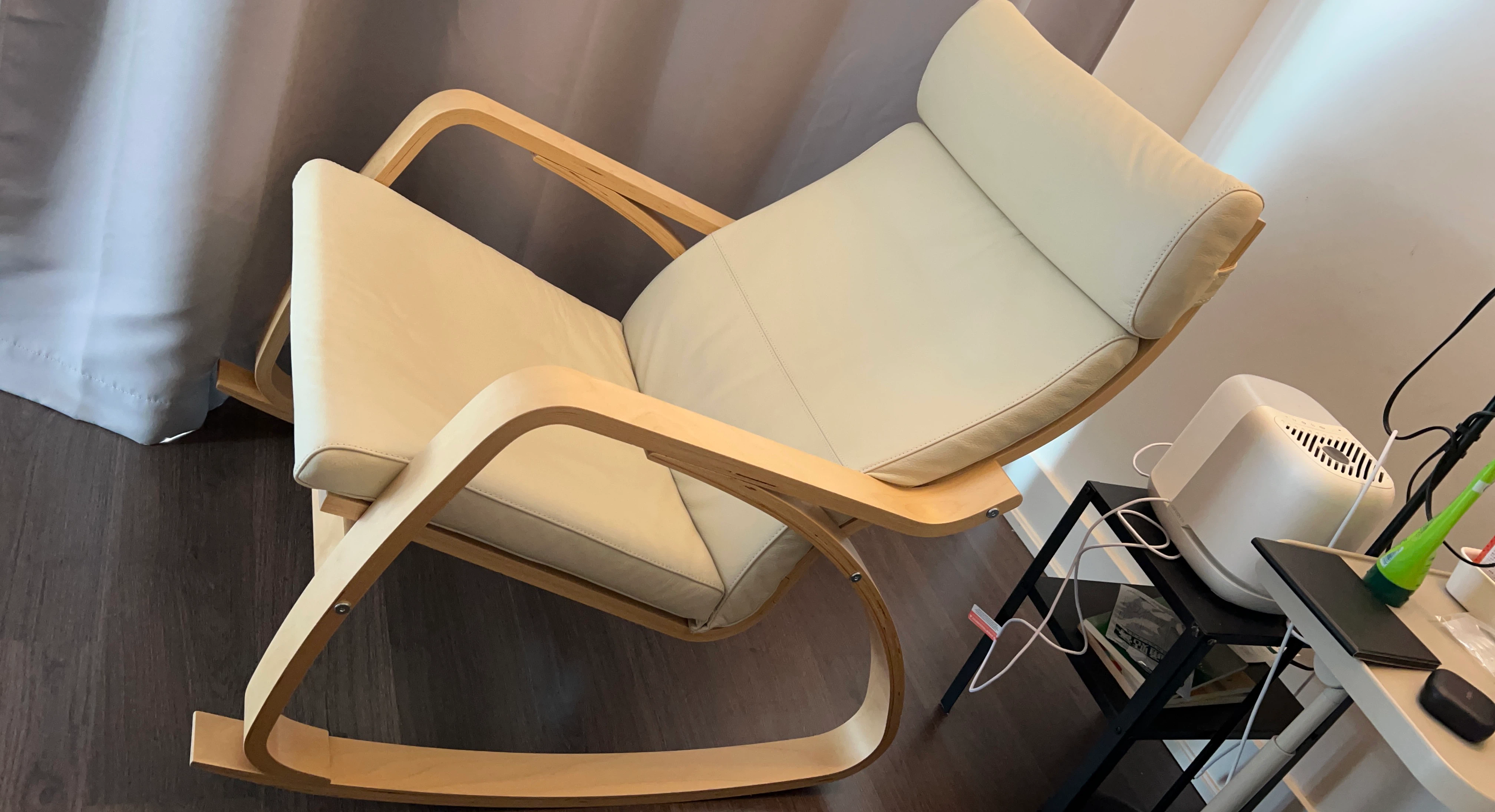 IKEA Poang Rocking Chair Cream Leather