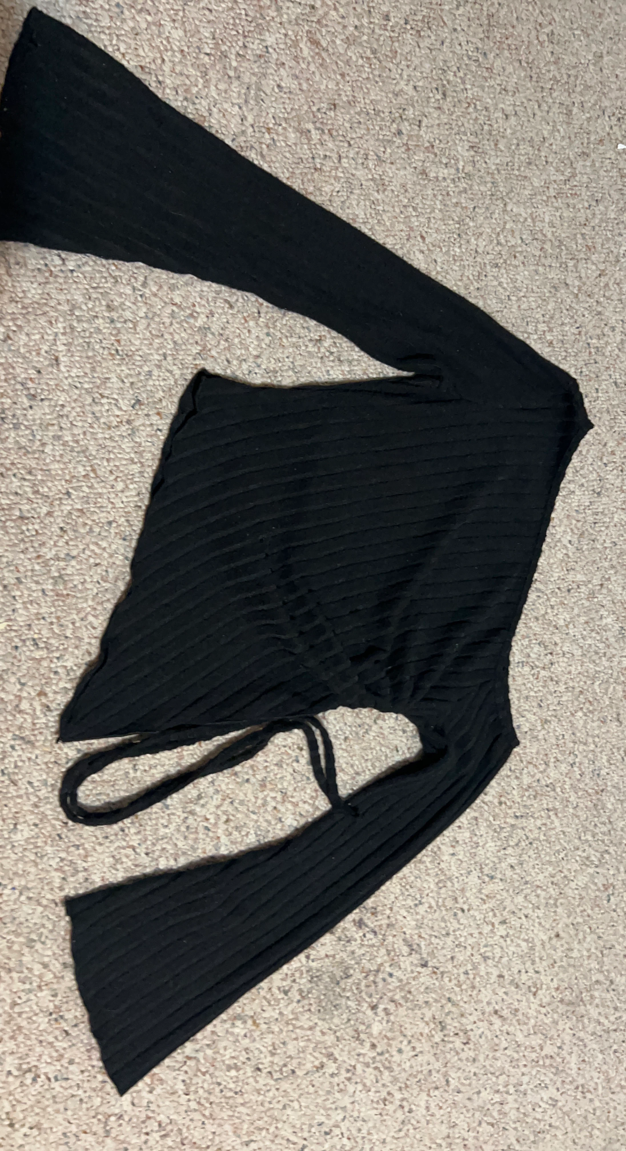 Black Ribbed Bell Sleeve Top