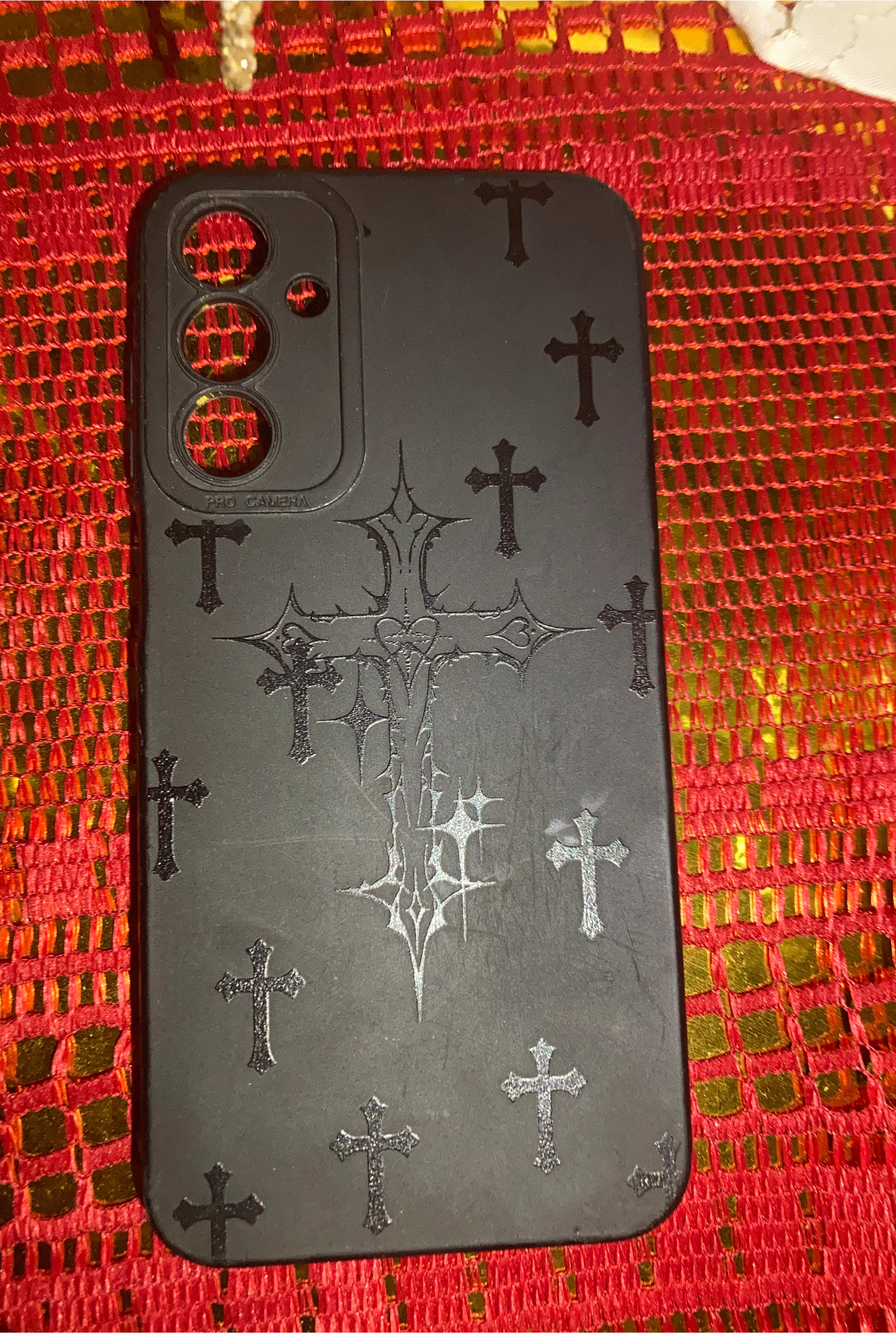 Black Phone Case with Cross Design
