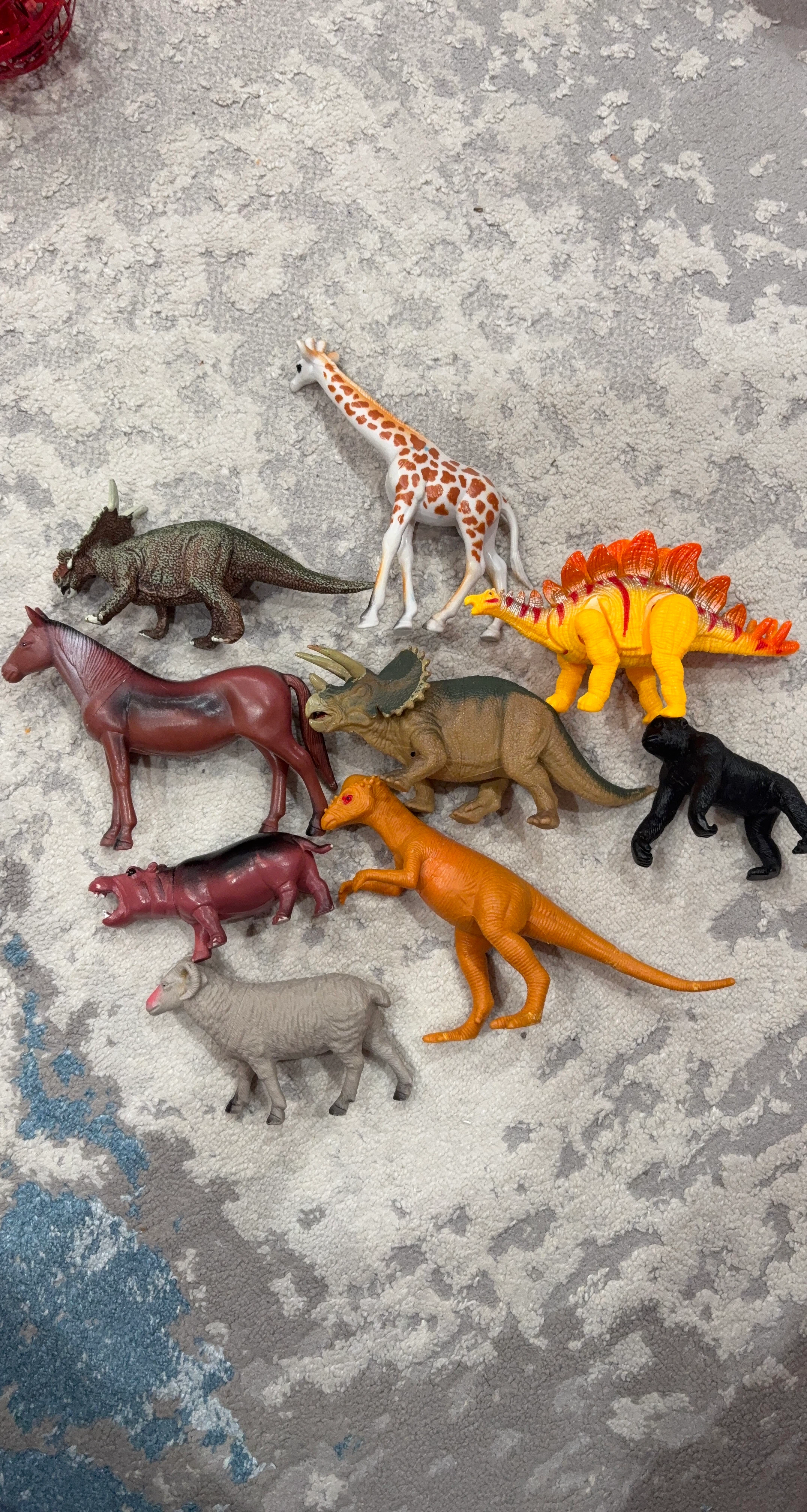 Toy Animal & Dinosaur Figurines (Set of 9)