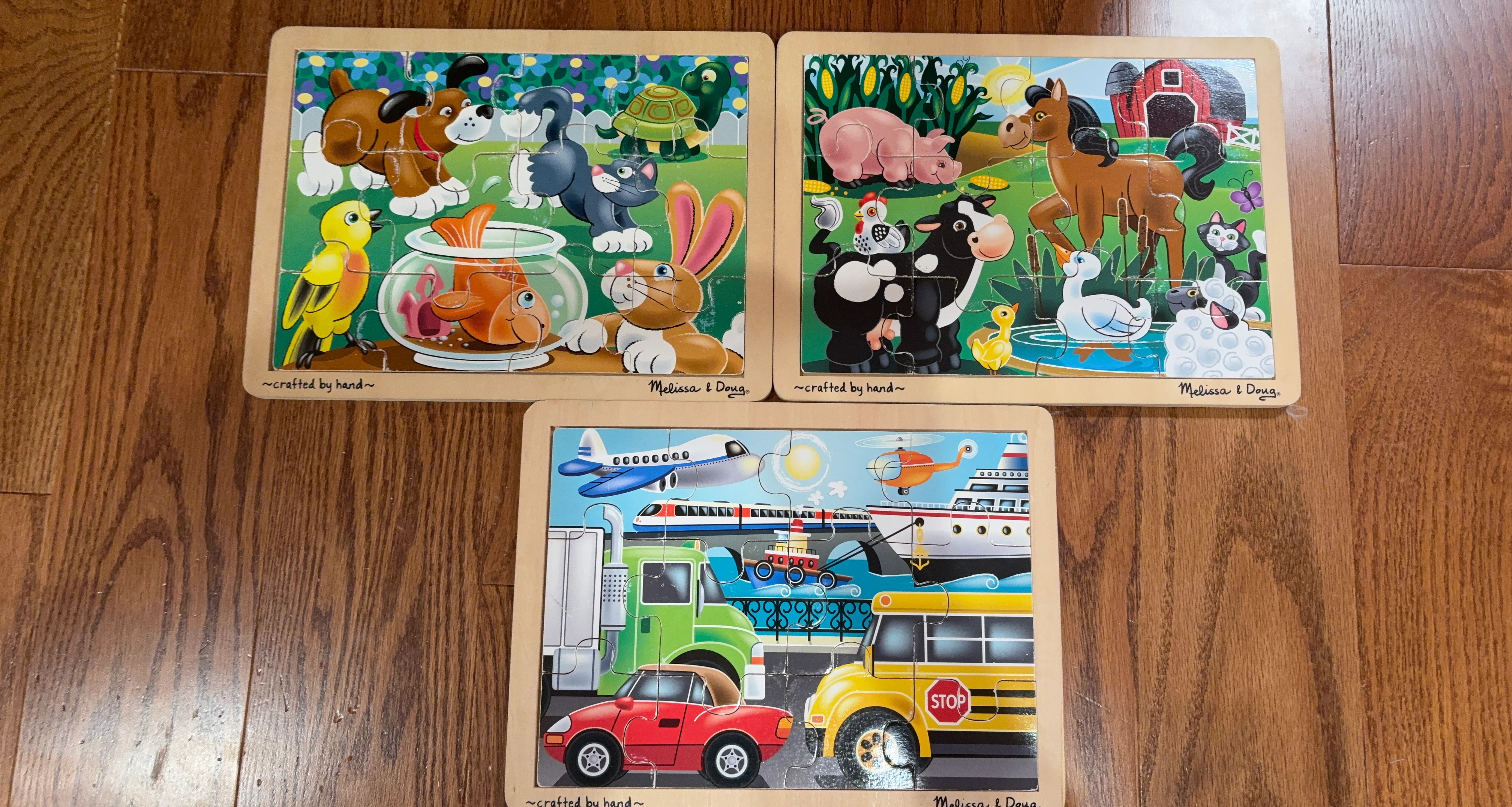 Melissa & Doug Wooden Puzzles (3-Pack)