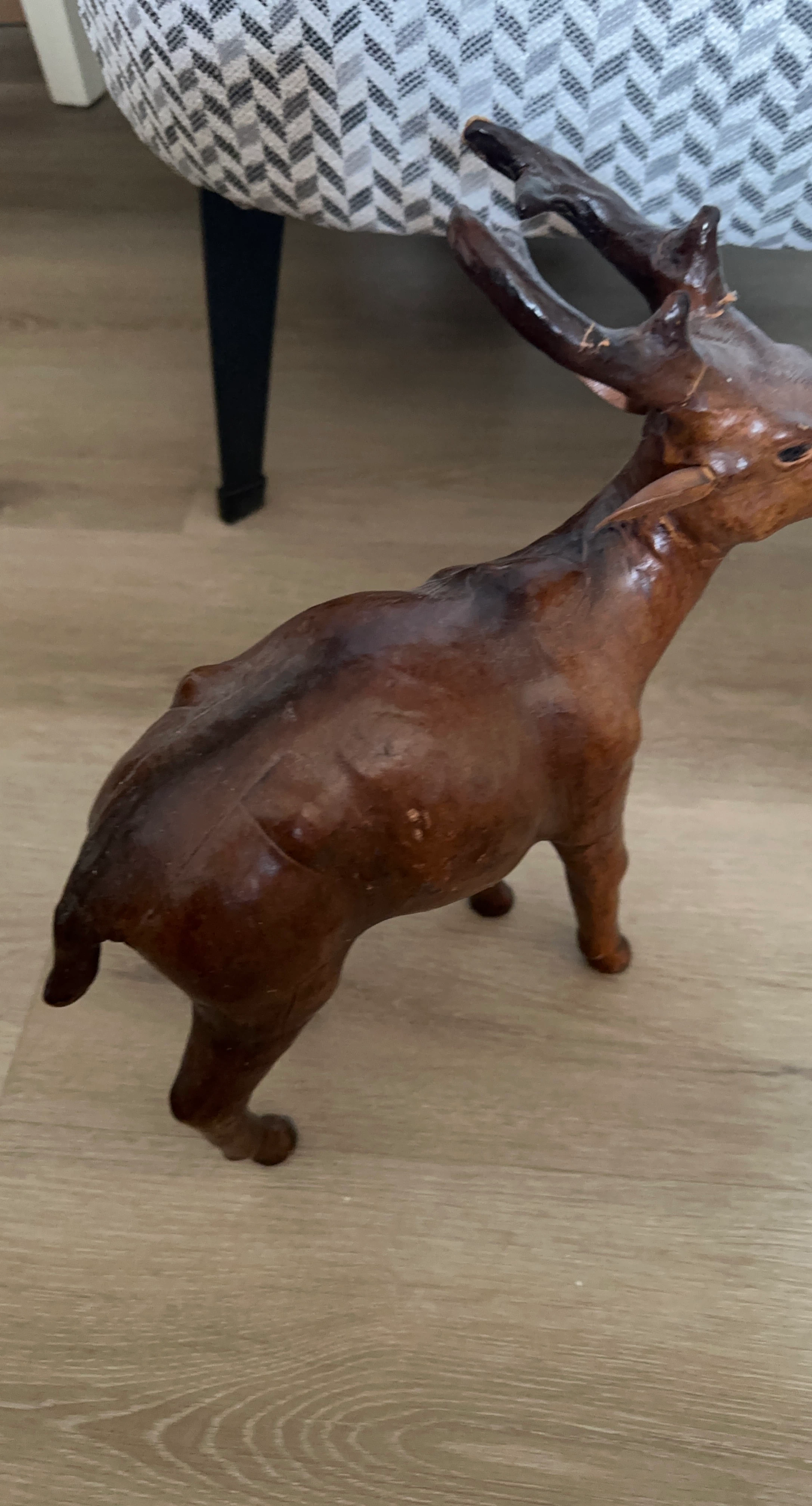 Vintage Leather Wrapped Deer Figurine