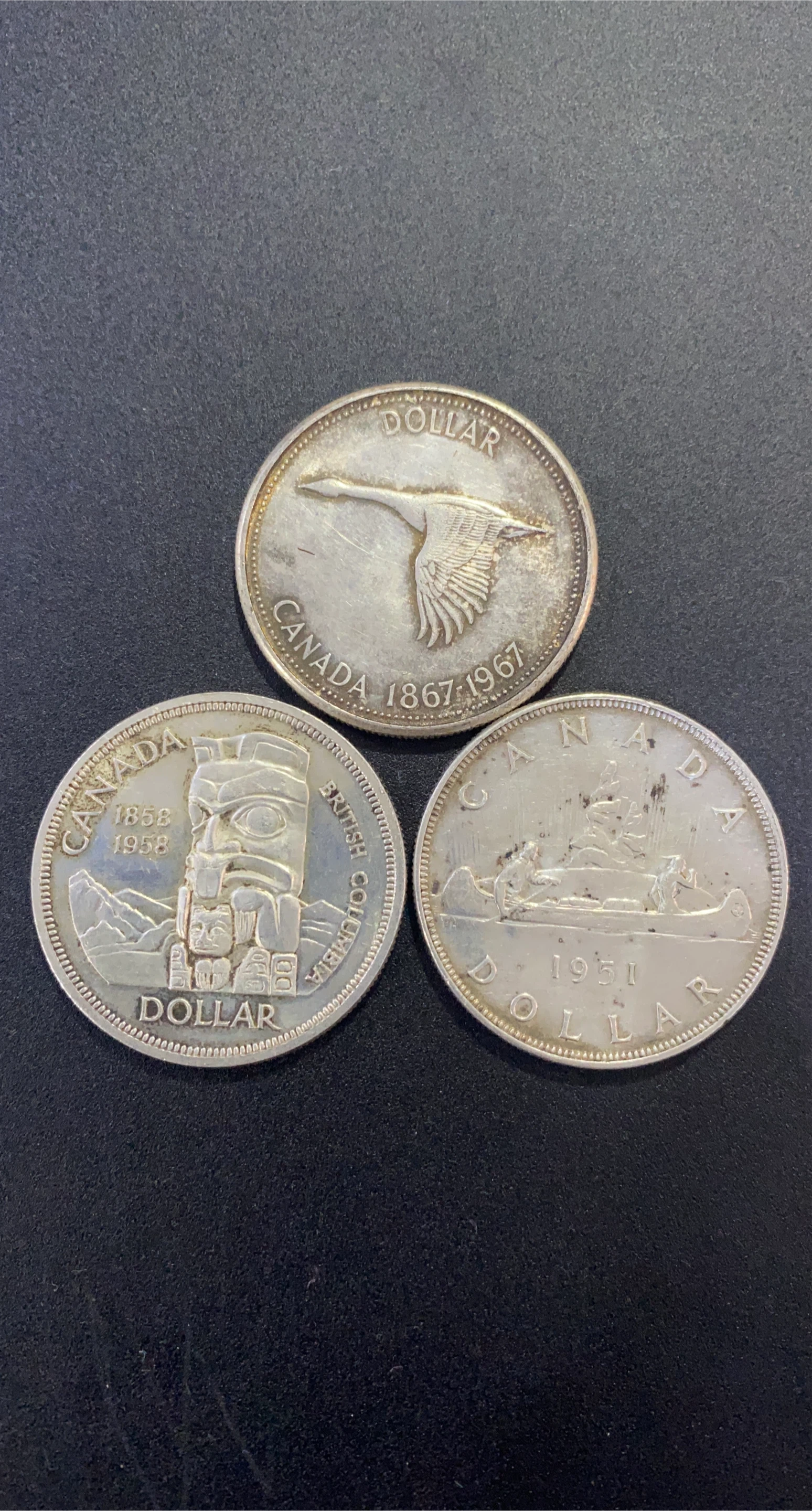 Canada Dollar Coins - 1951, 1958, 1967
