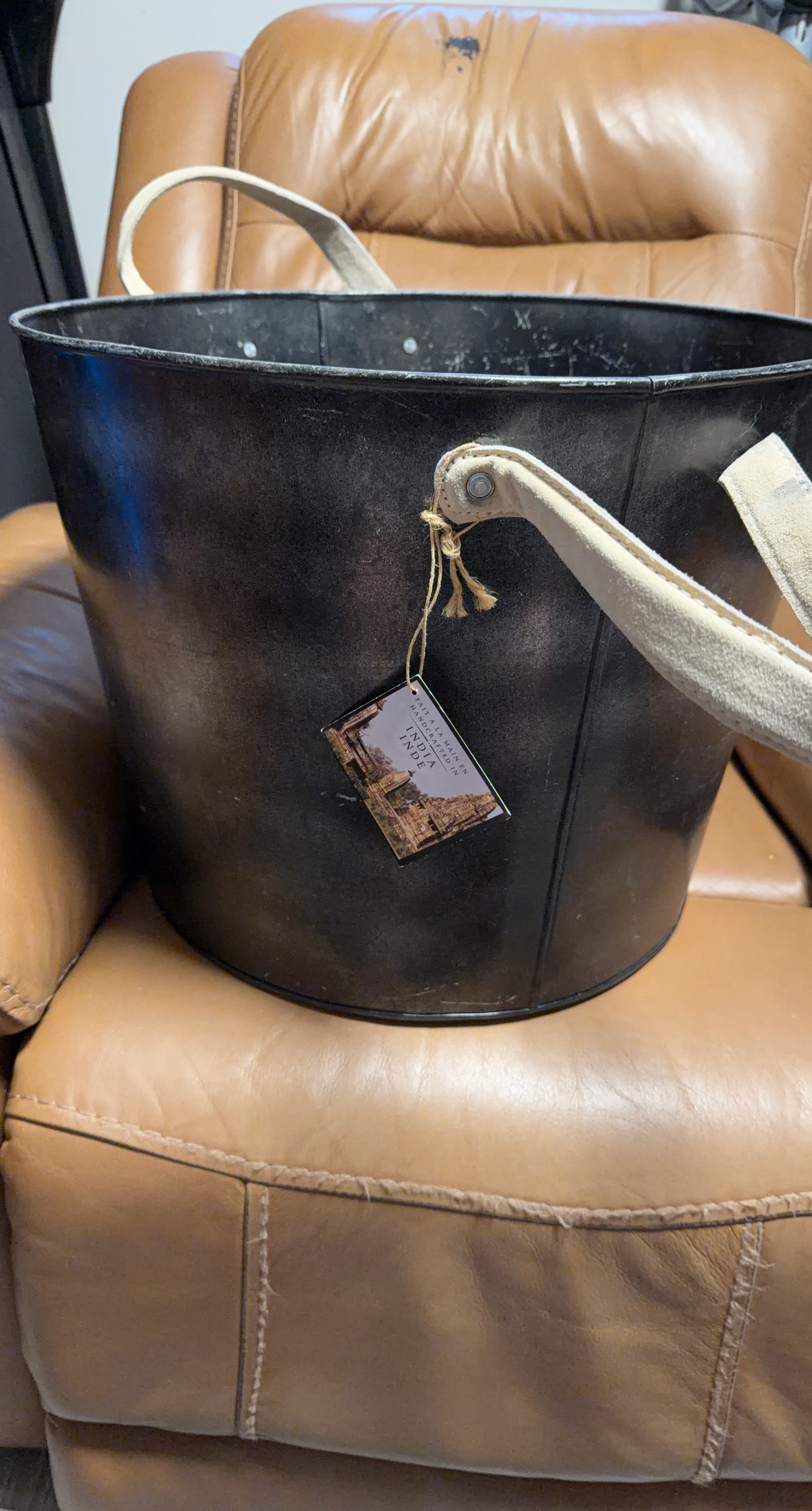 Metal Bucket with Canvas Handles