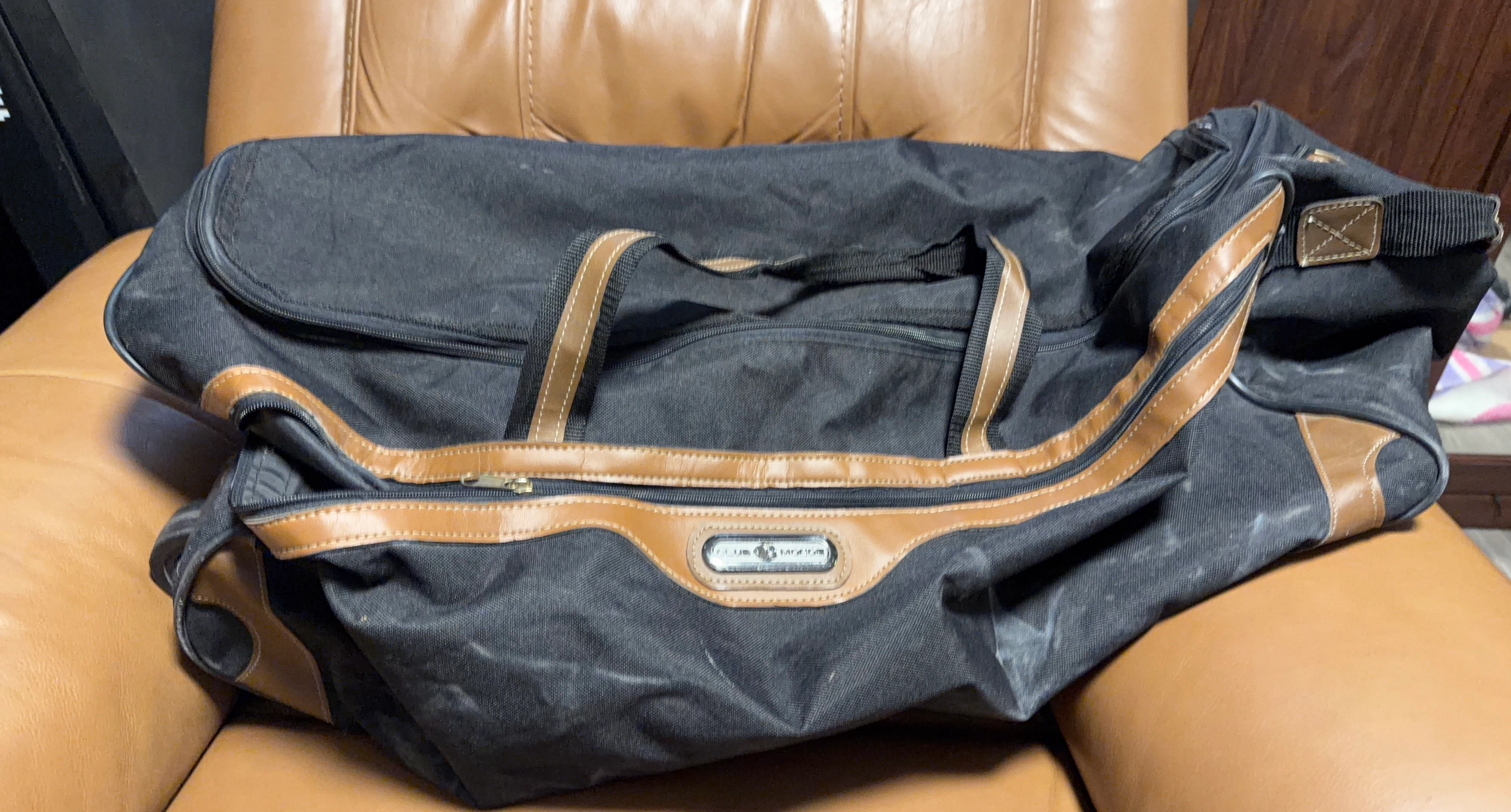 Black Duffel Bag with Tan Accents