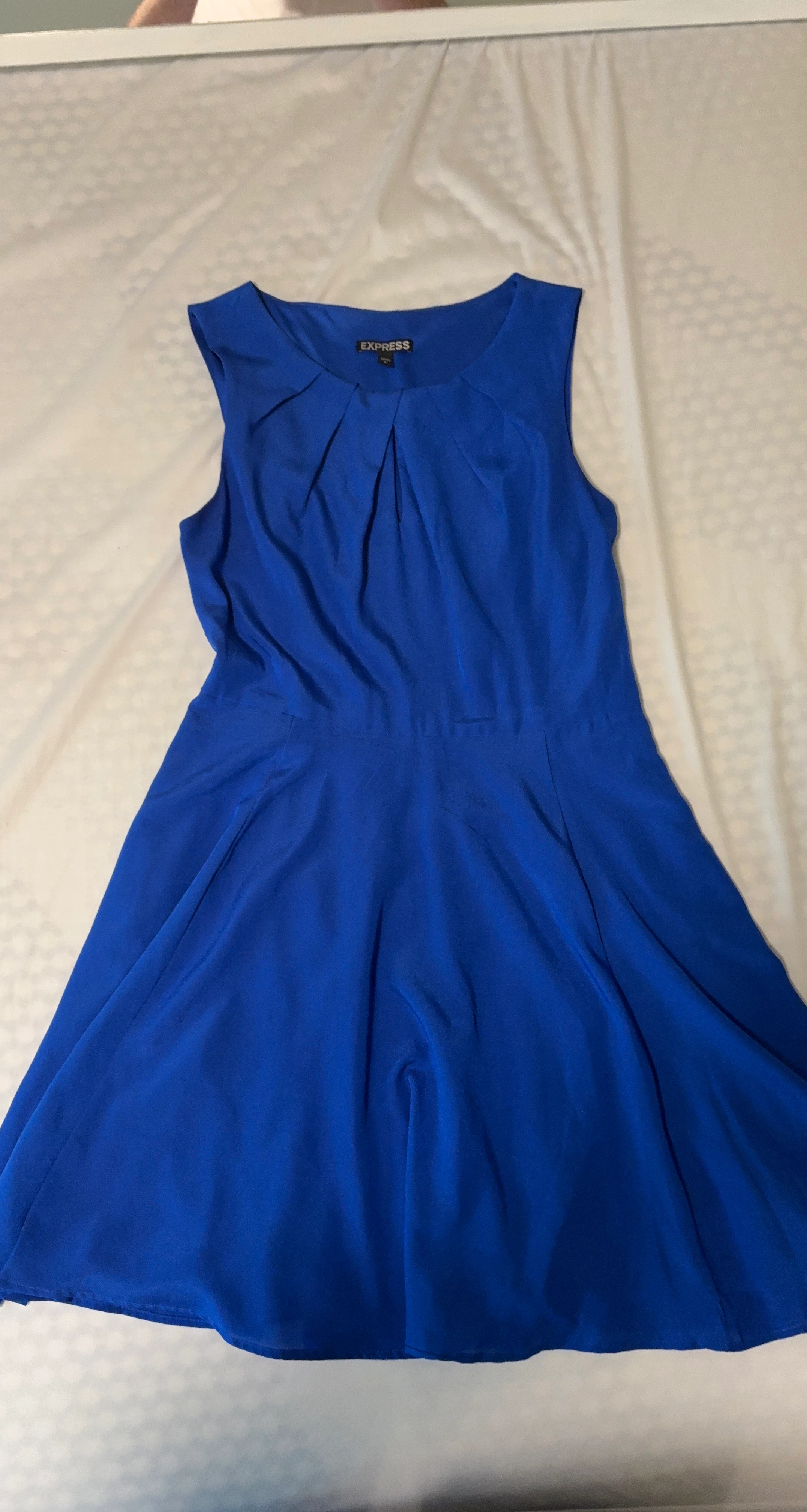 Express Blue Sleeveless Fit and Flare Dress