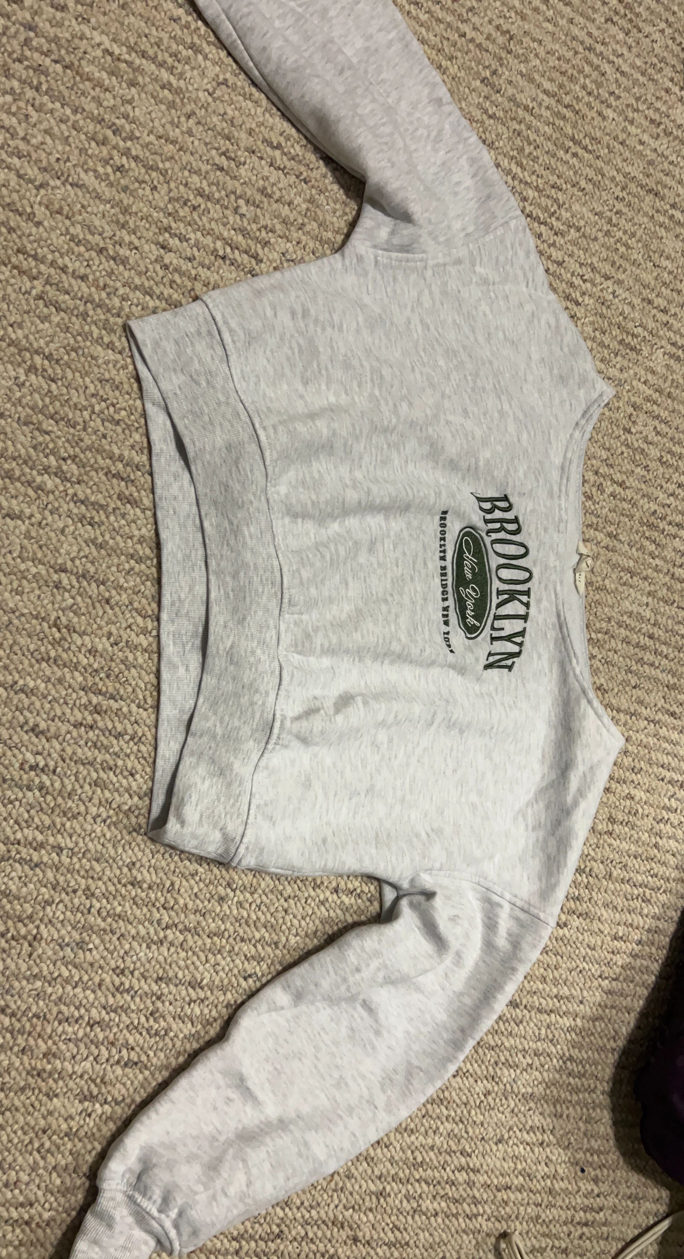 Grey Brooklyn New York Cropped Sweatshirt