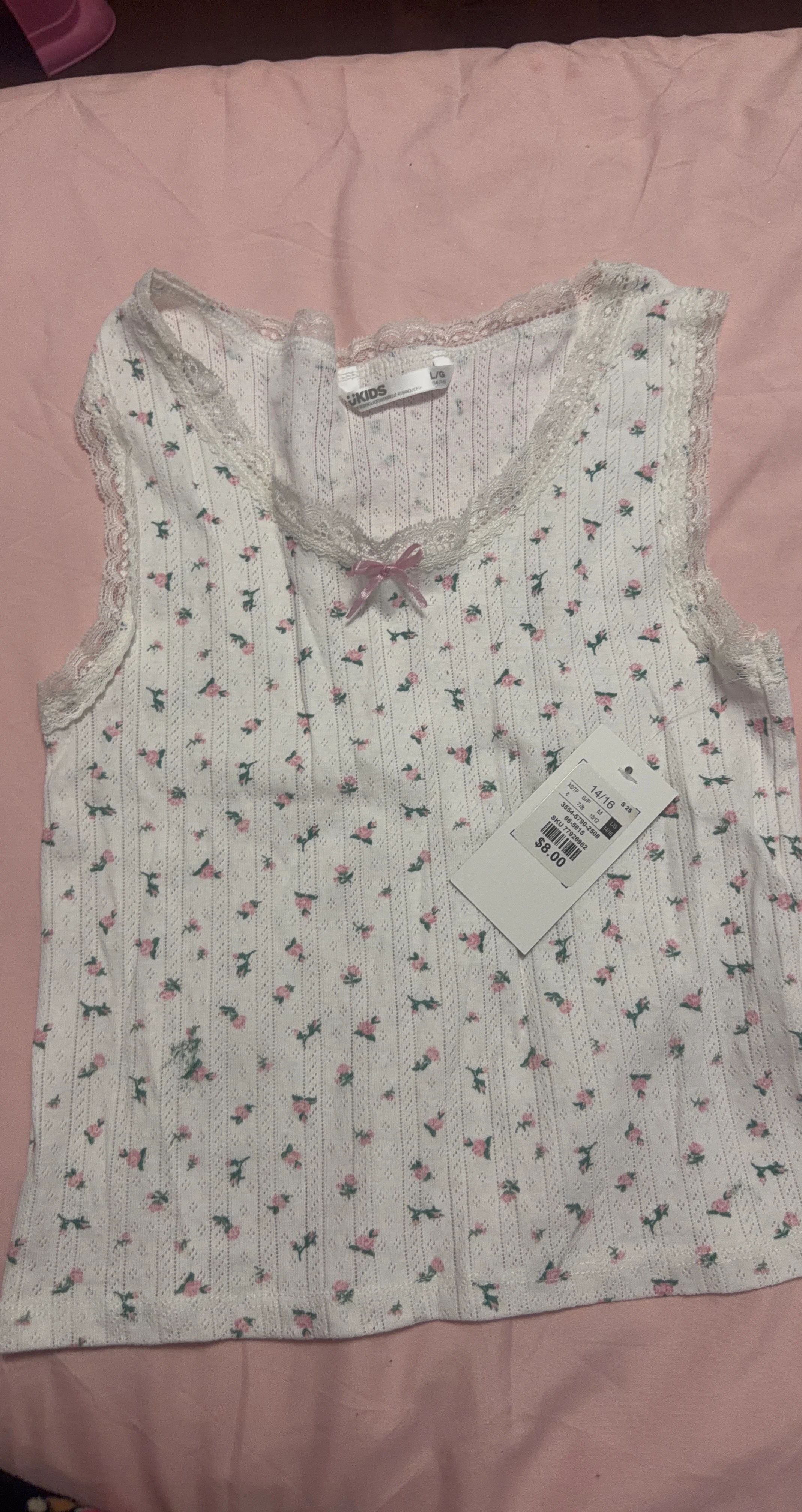 OK Kids White Floral Tank Top