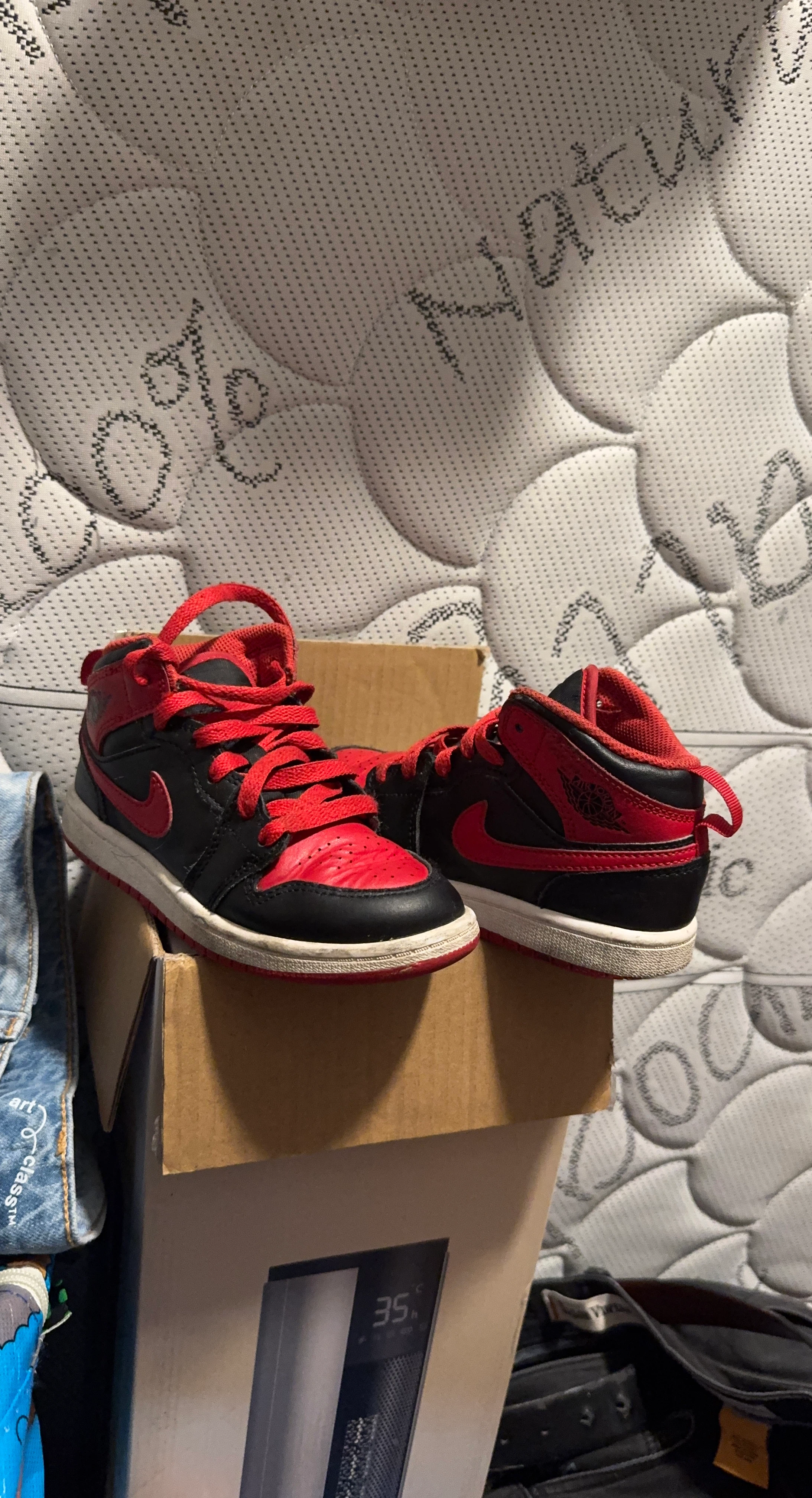 Jordan 1 Mid Red Black Toddler Shoes