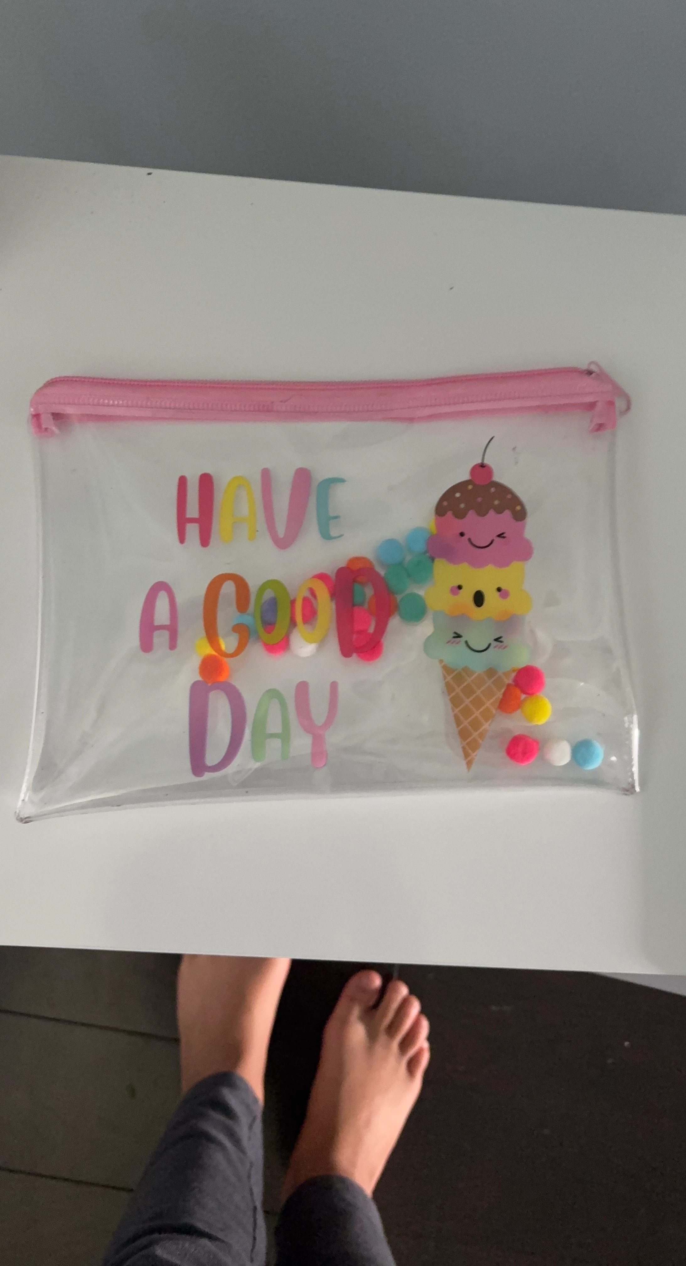 Clear Pencil Pouch with Ice Cream Design