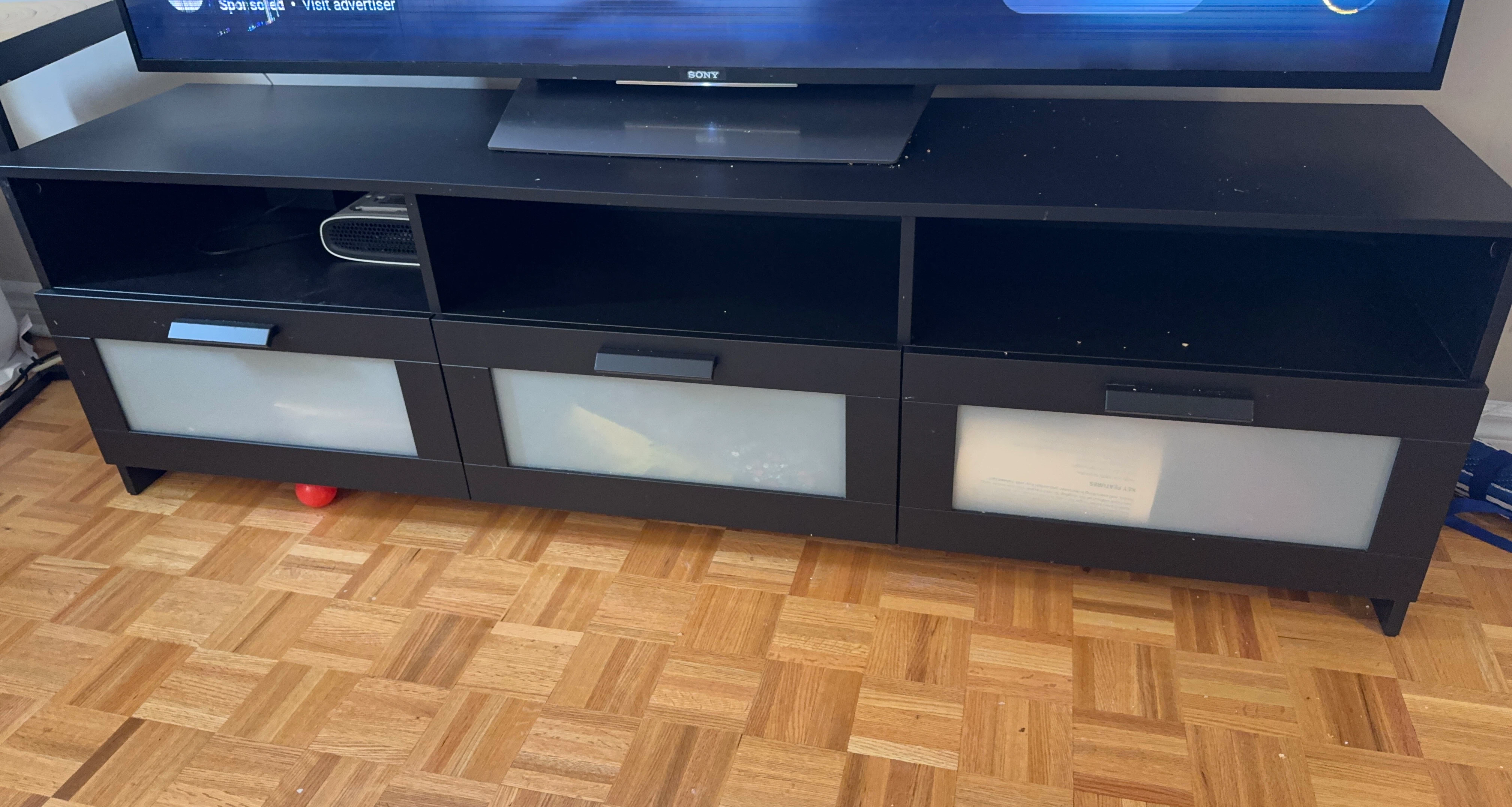 Black TV Stand with Frosted Doors