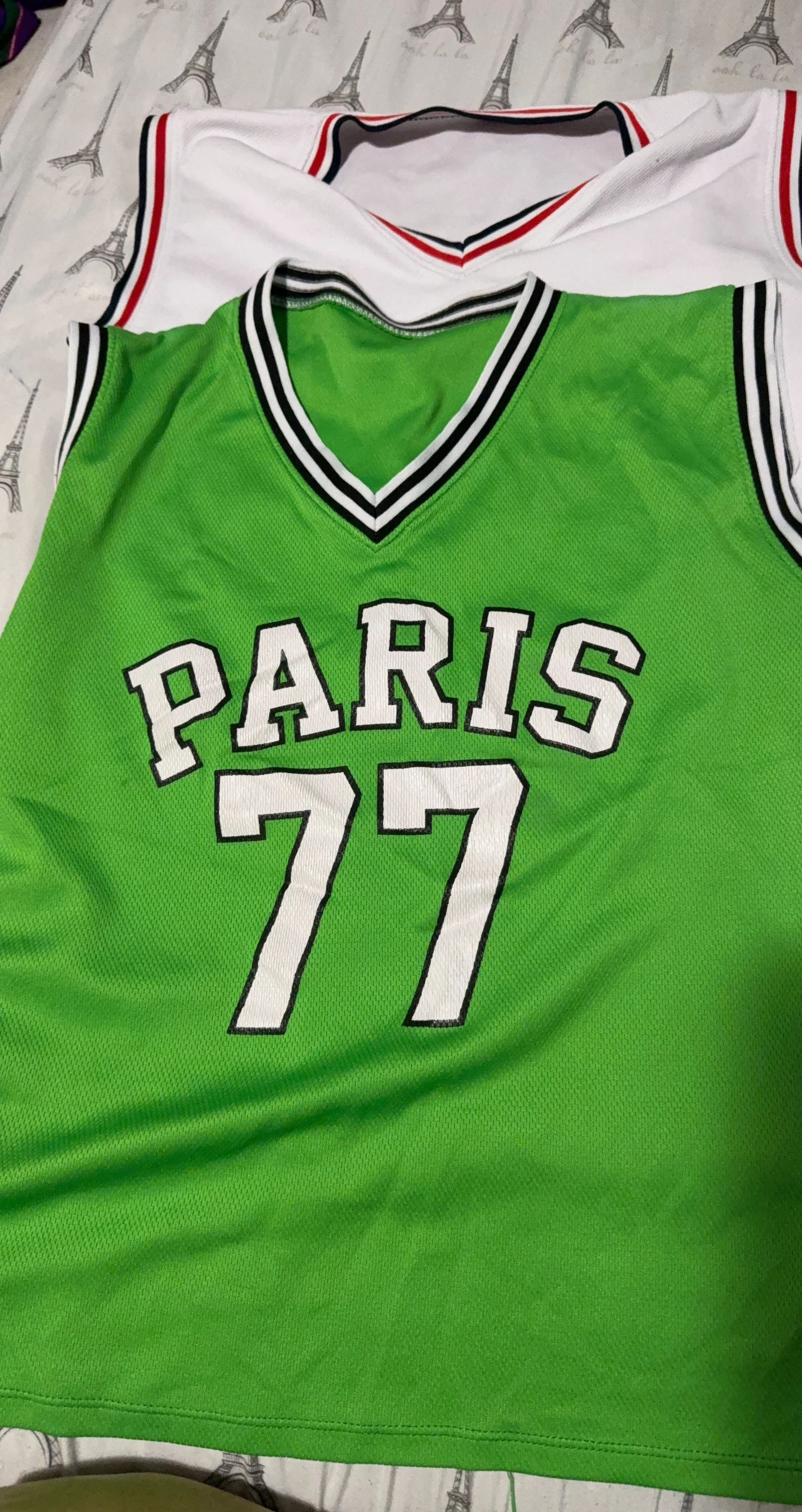 Green Paris 77 Basketball Jersey