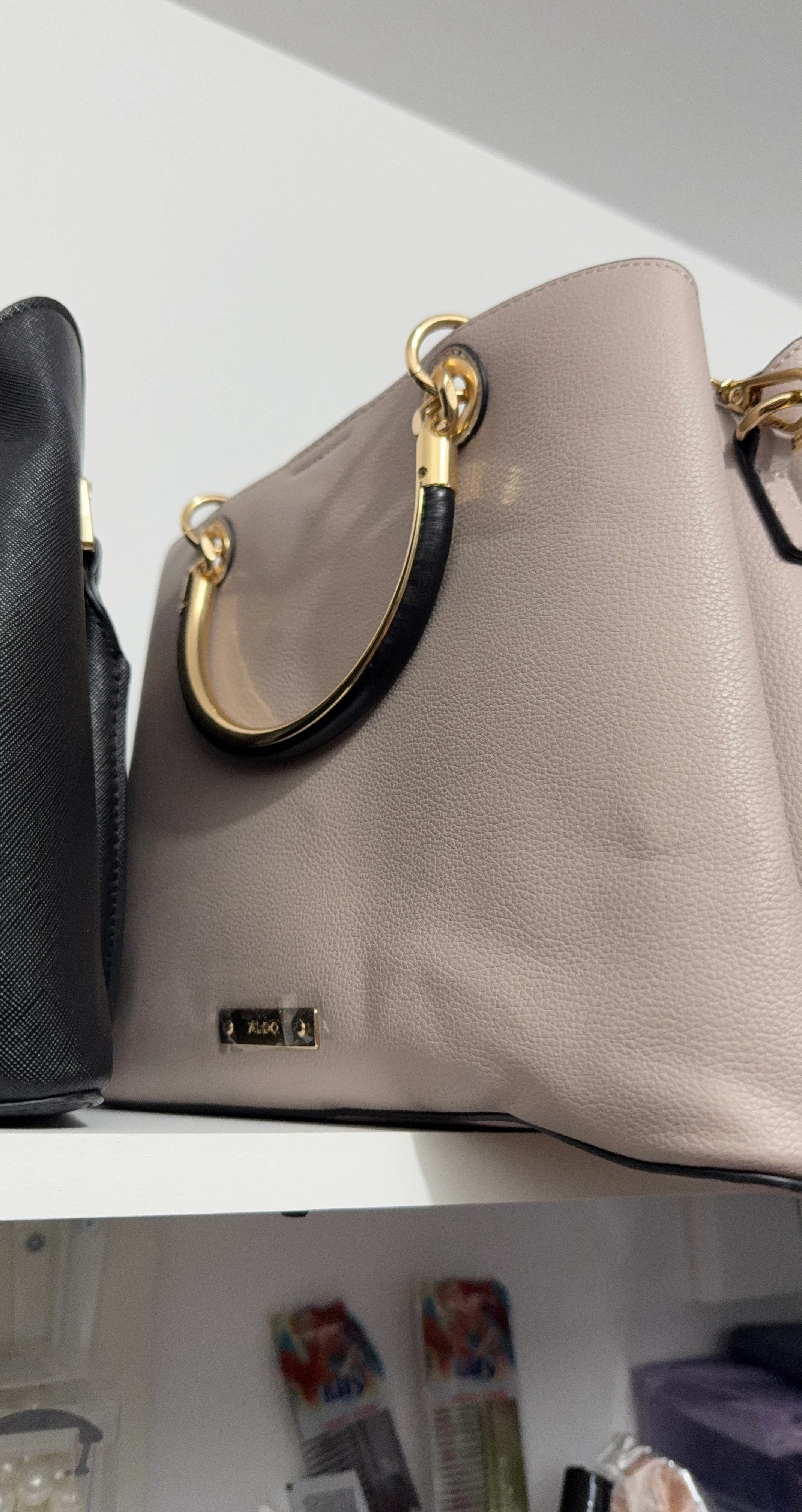 Aldo Beige Tote Handbag with Gold Accents