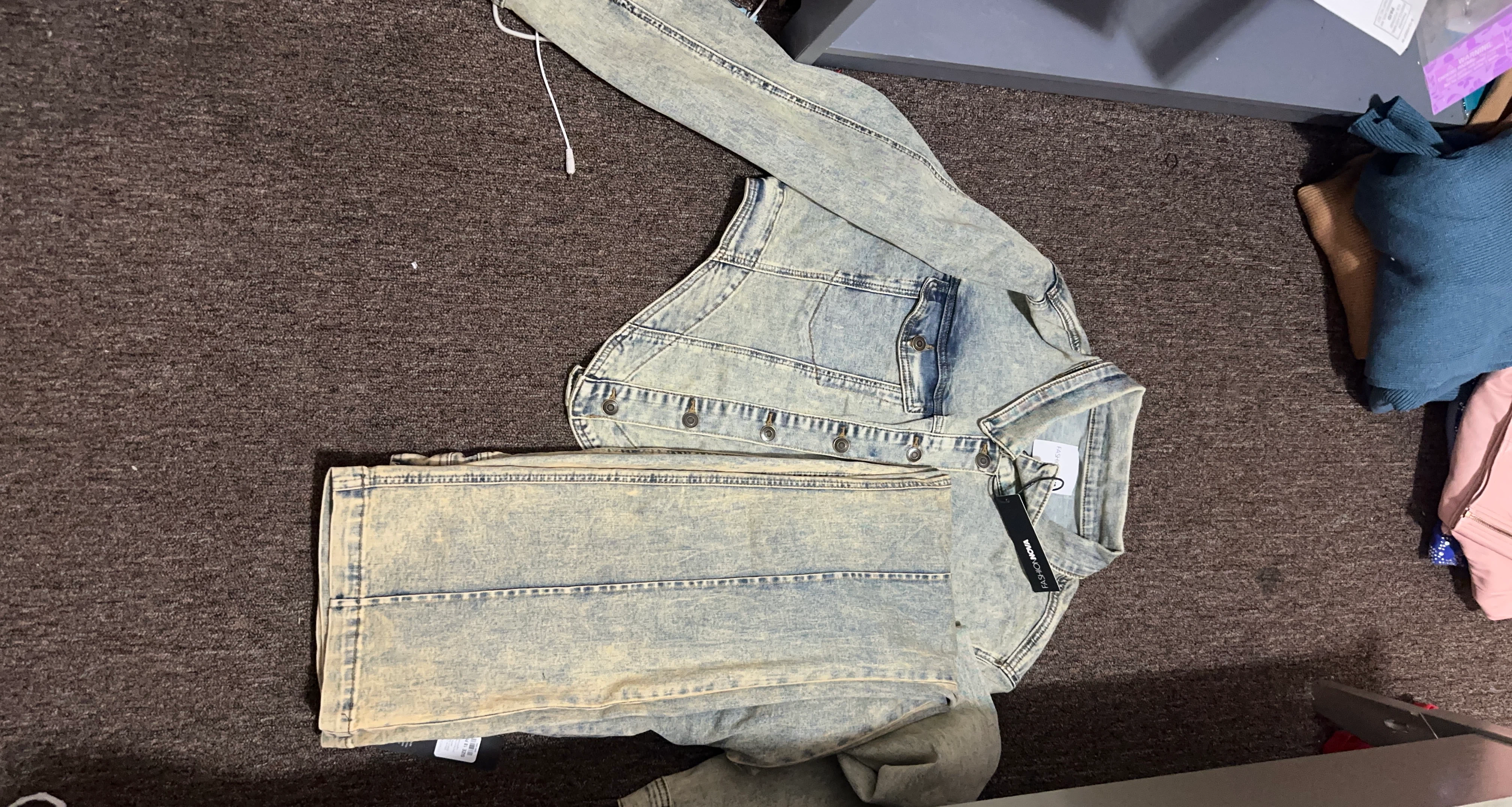 Plus sized Fashion Nova Denim Jacket and Pants Set