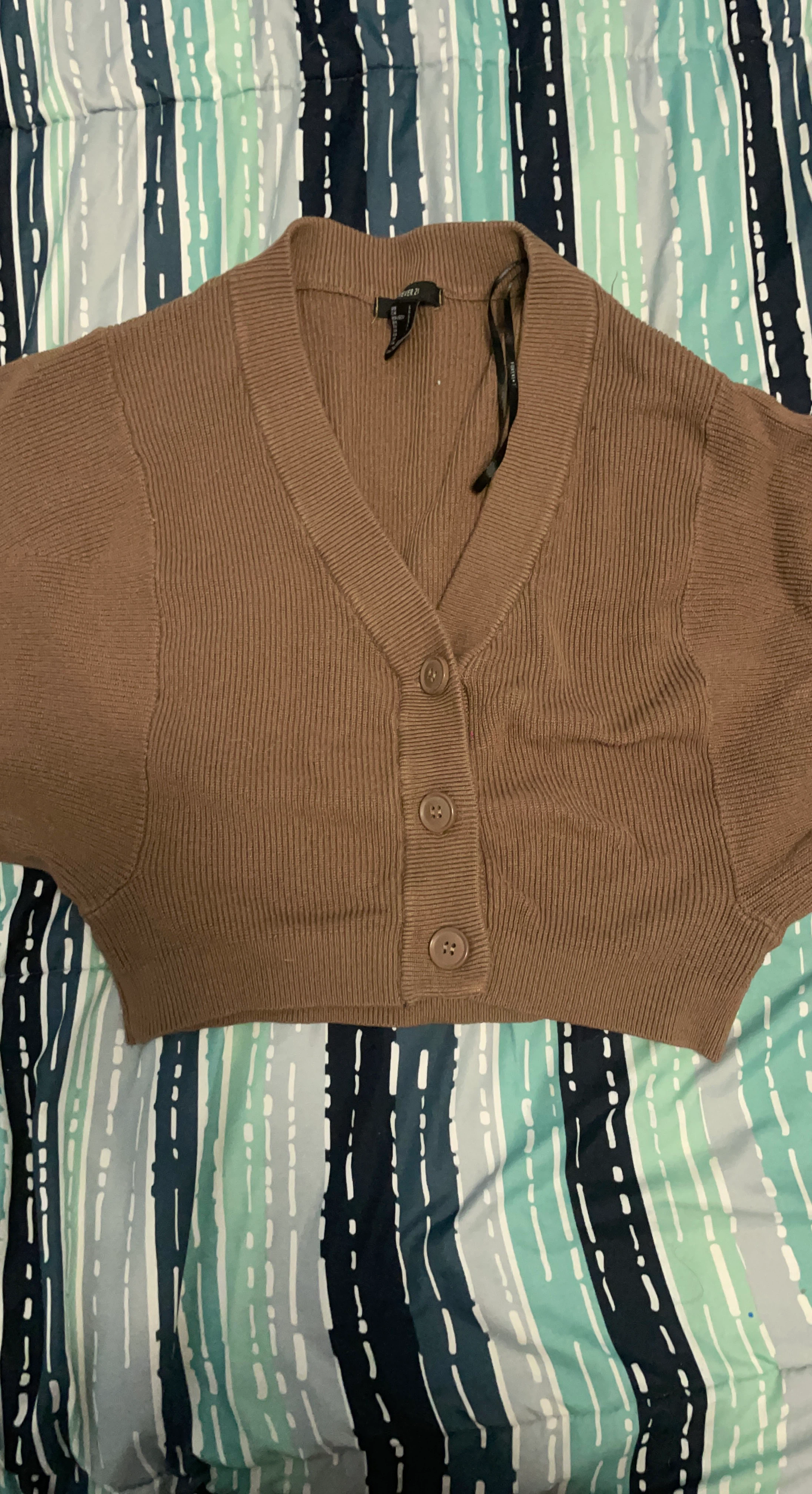 Brown Cropped Cardigan Sweater