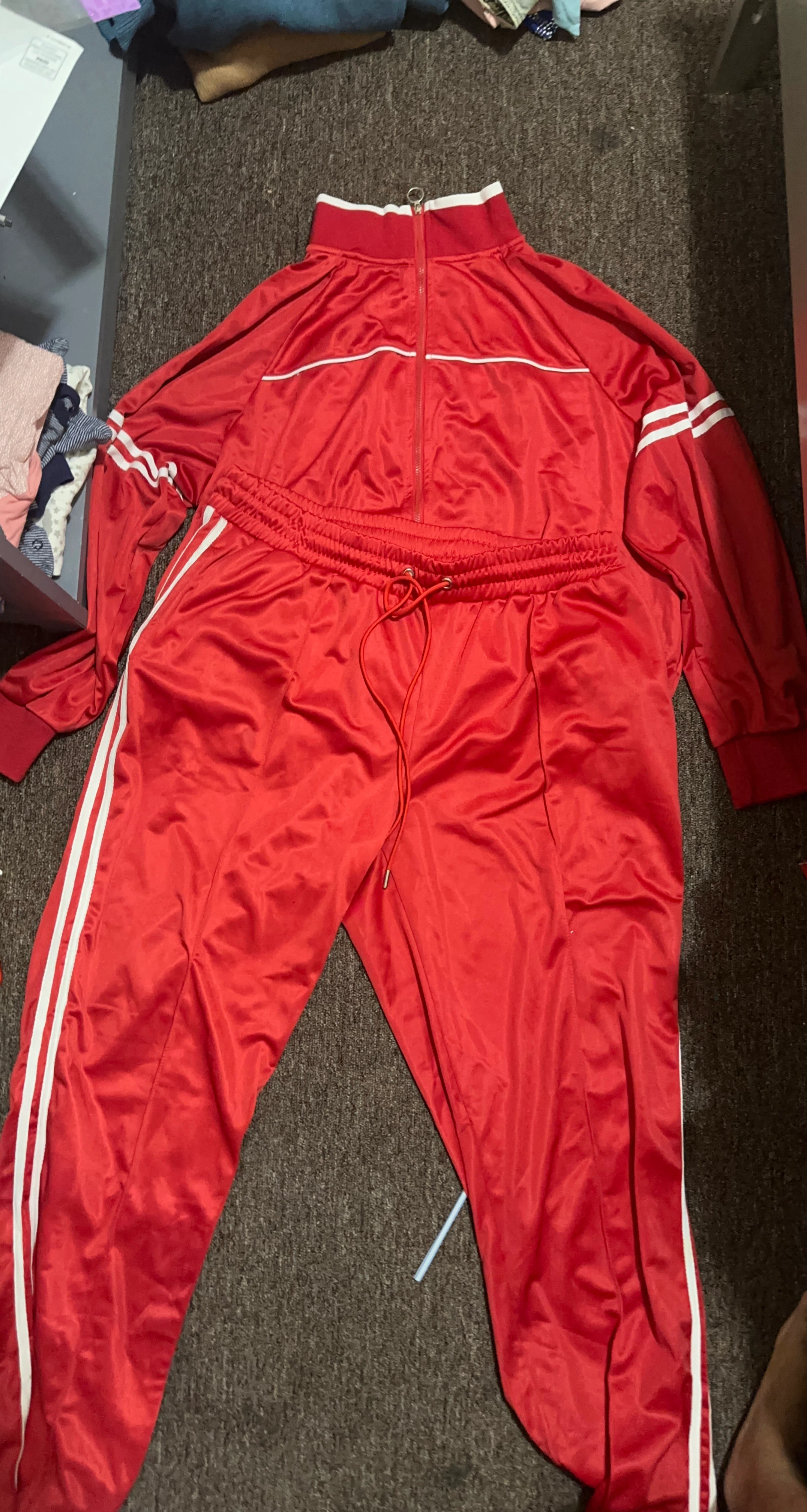 Plussized Red Tracksuit Set