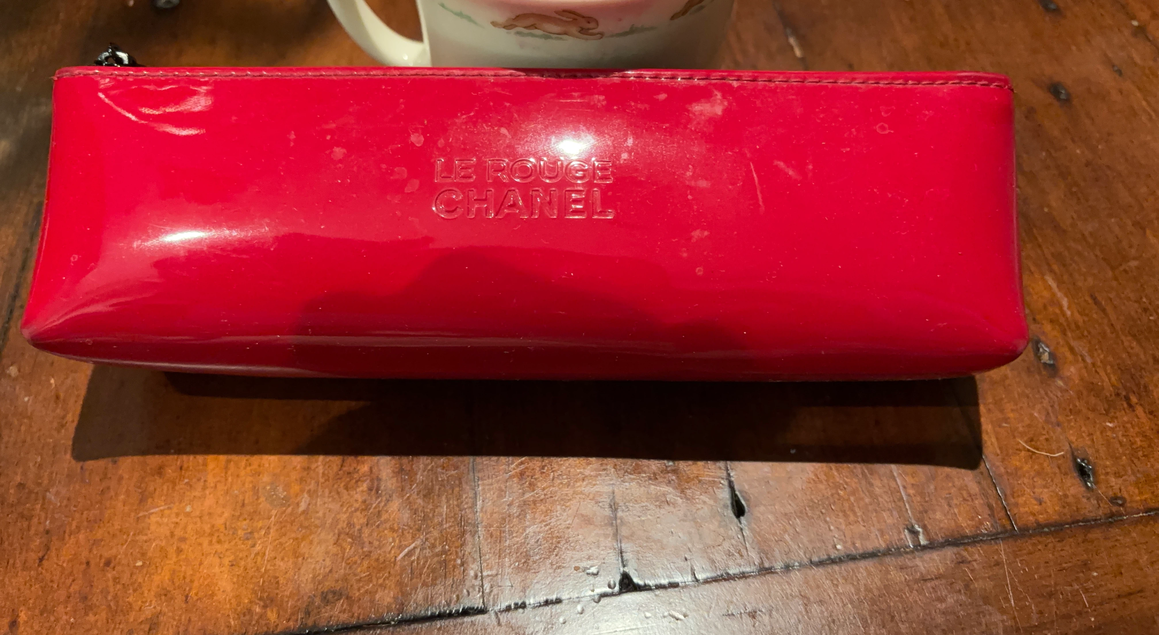 Chanel Red Patent Cosmetic Bag