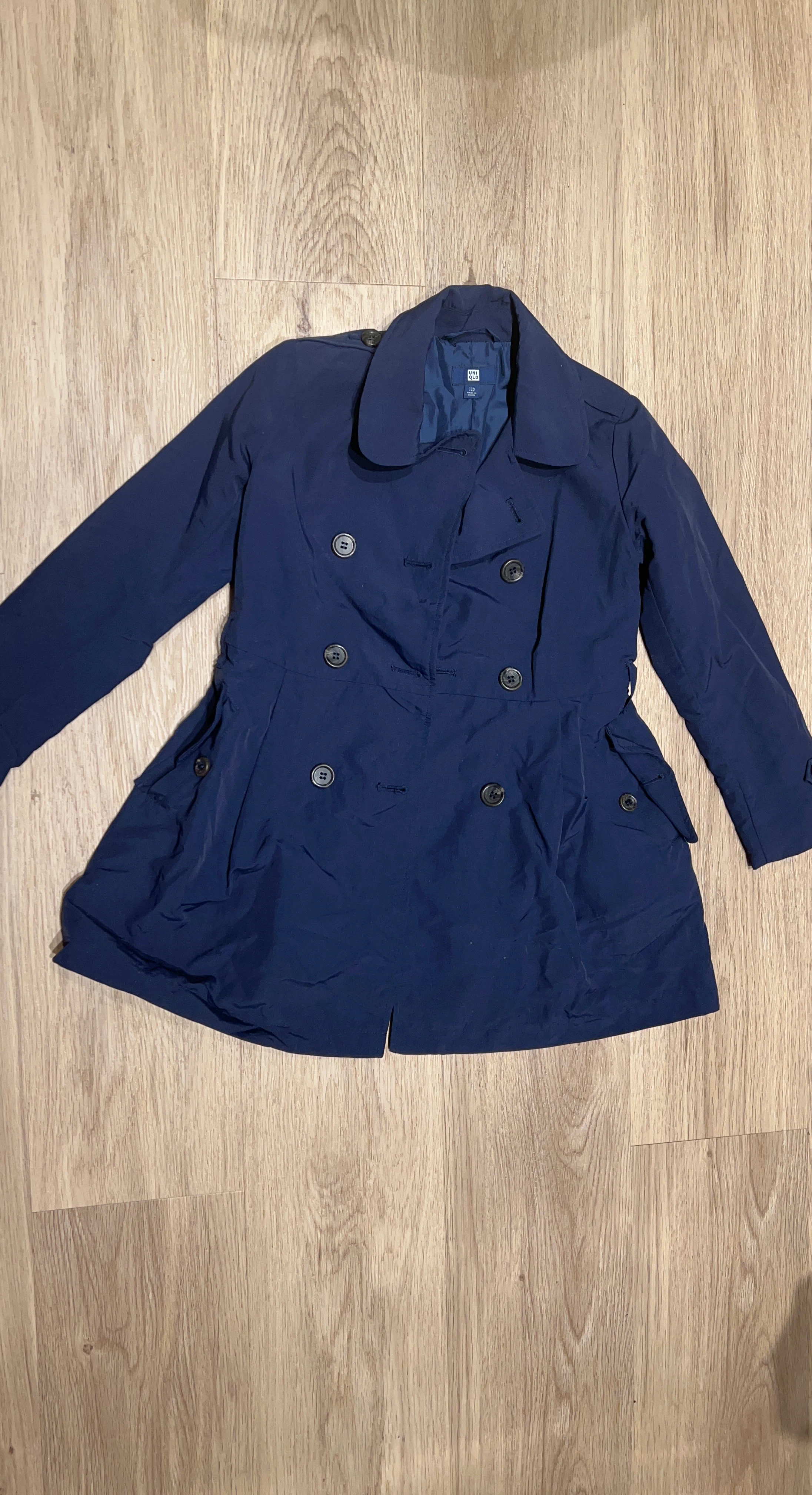 UNIQLO Navy Double-Breasted Trench Coat
