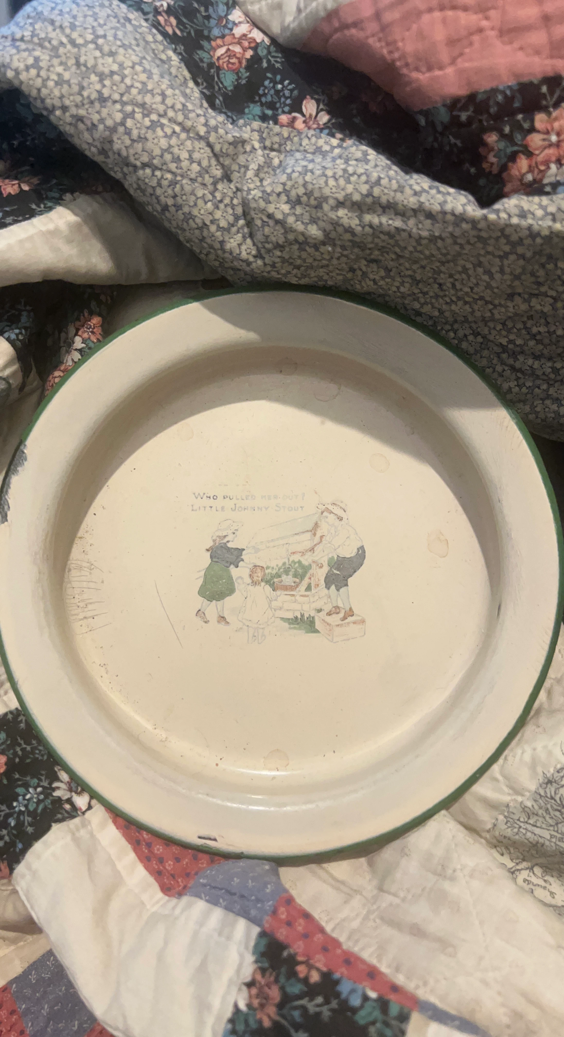 Vintage Enamel Plate - "Little Johnny Stout"