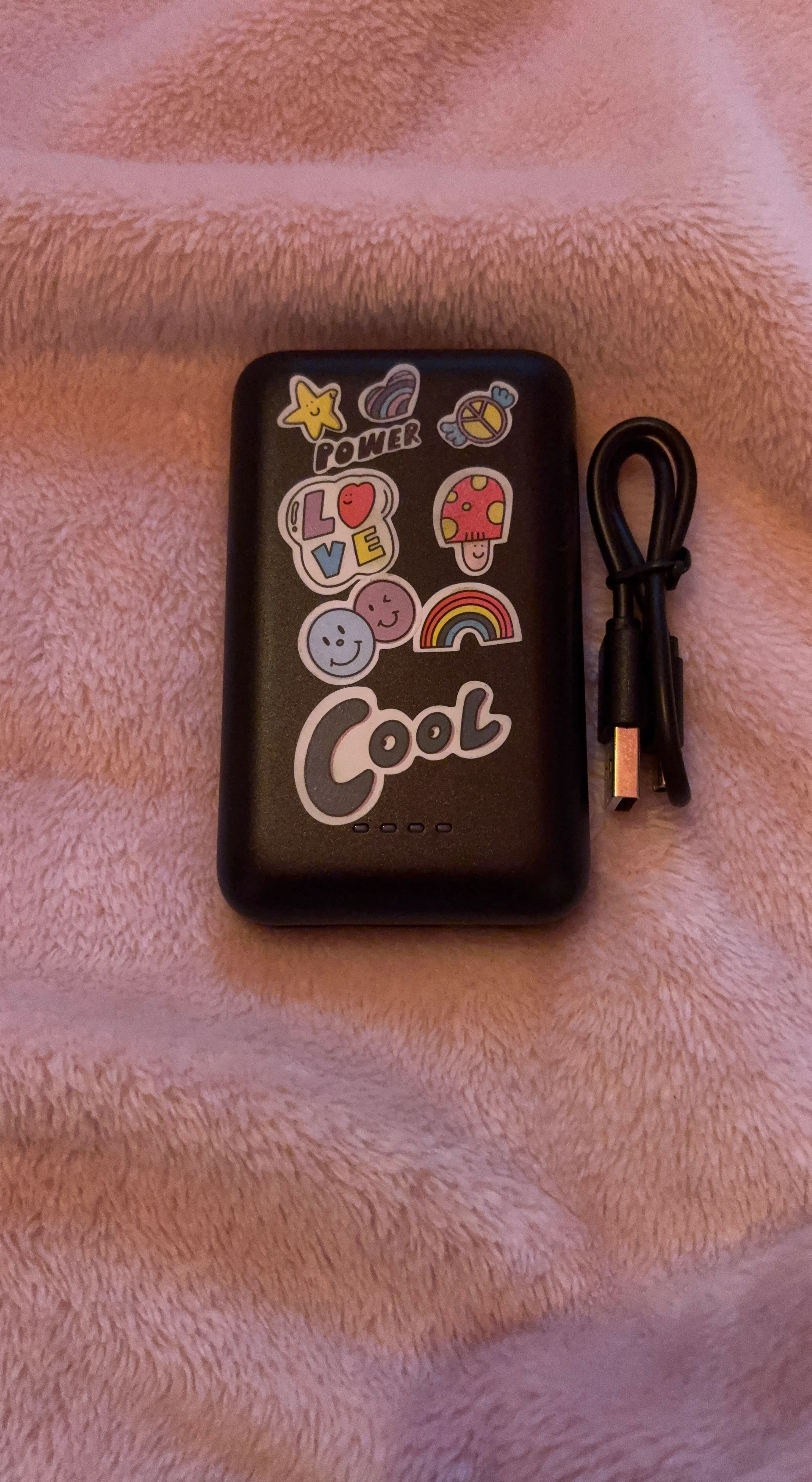 Black Power Bank with Stickers