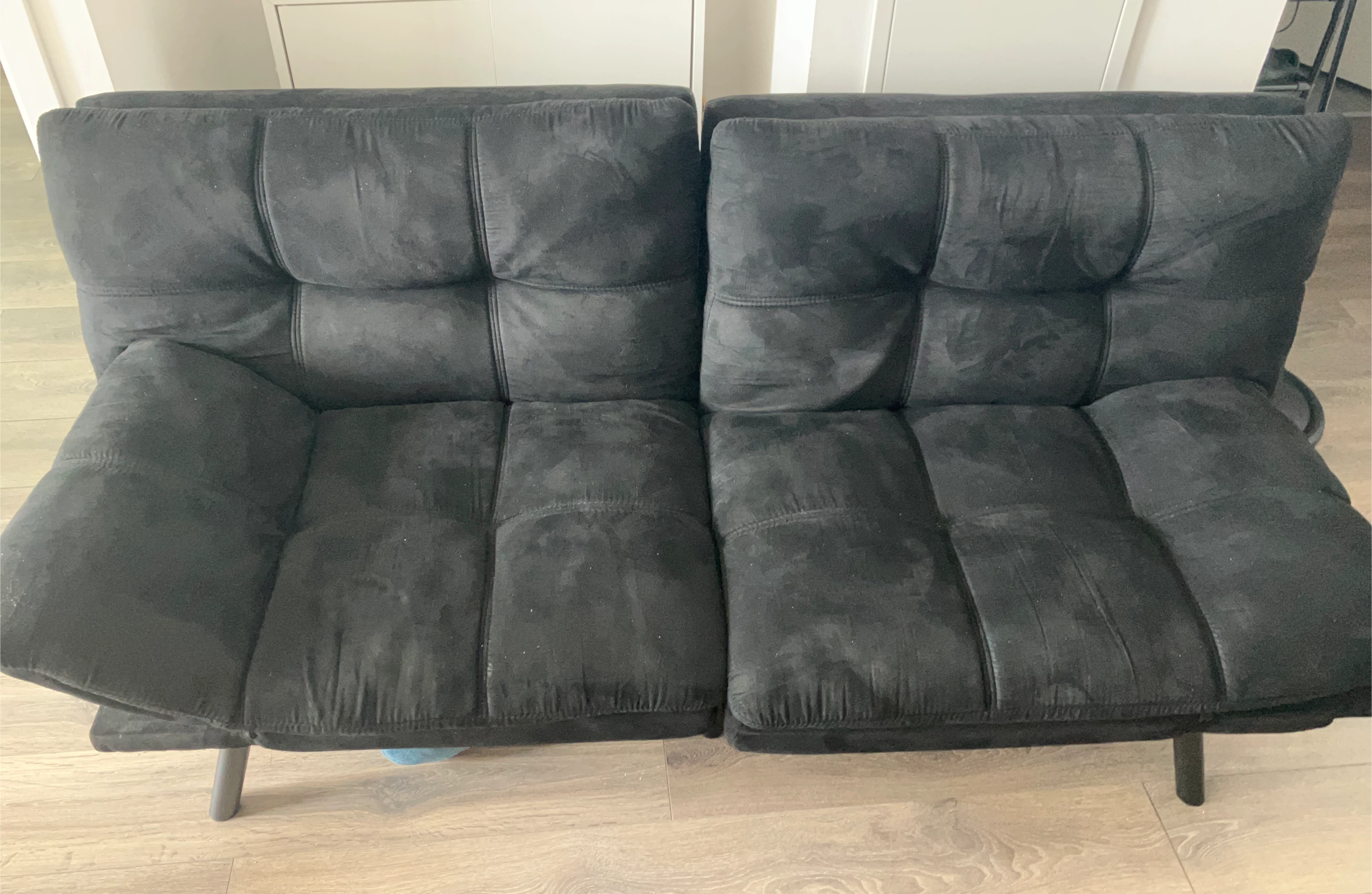 Black Suede Futon Sofa Bed