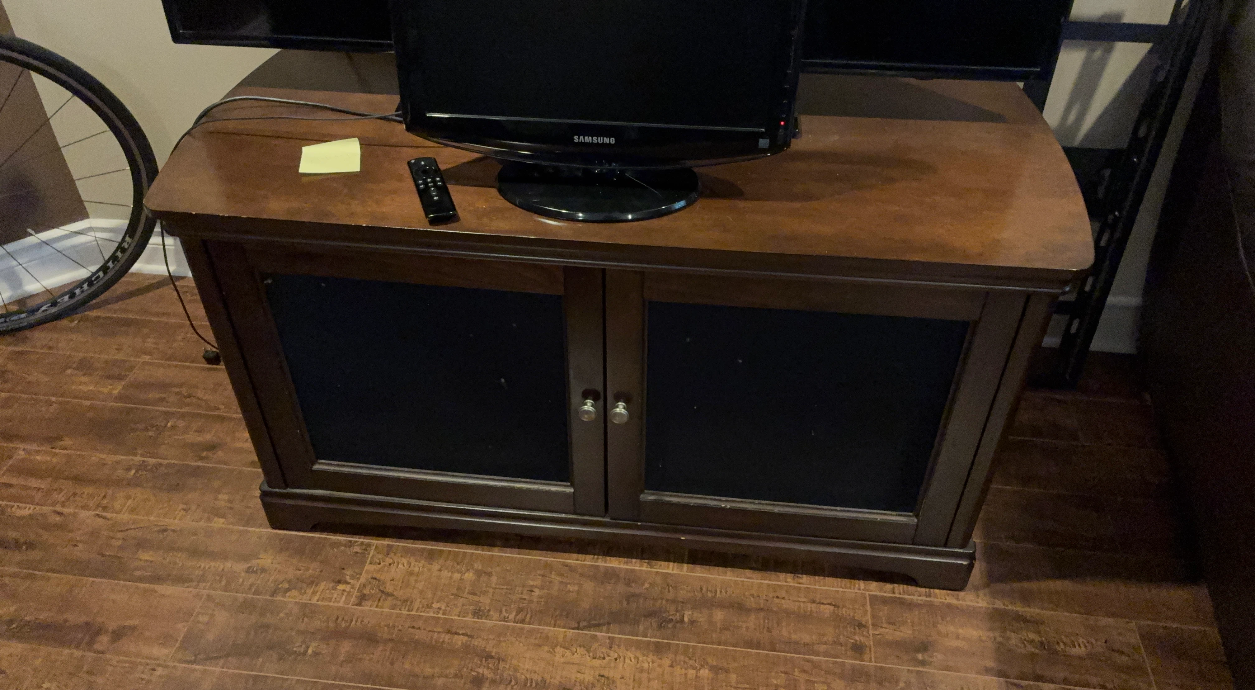 Wooden Media Console with Cabinet Doors